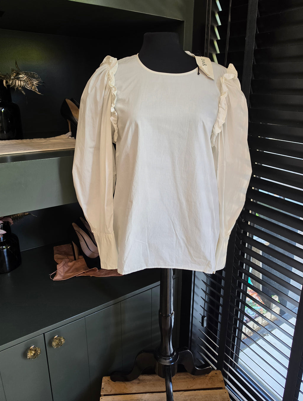 Ba&sh poplin blouse top creme wit L 40 katoen tweedehands dames