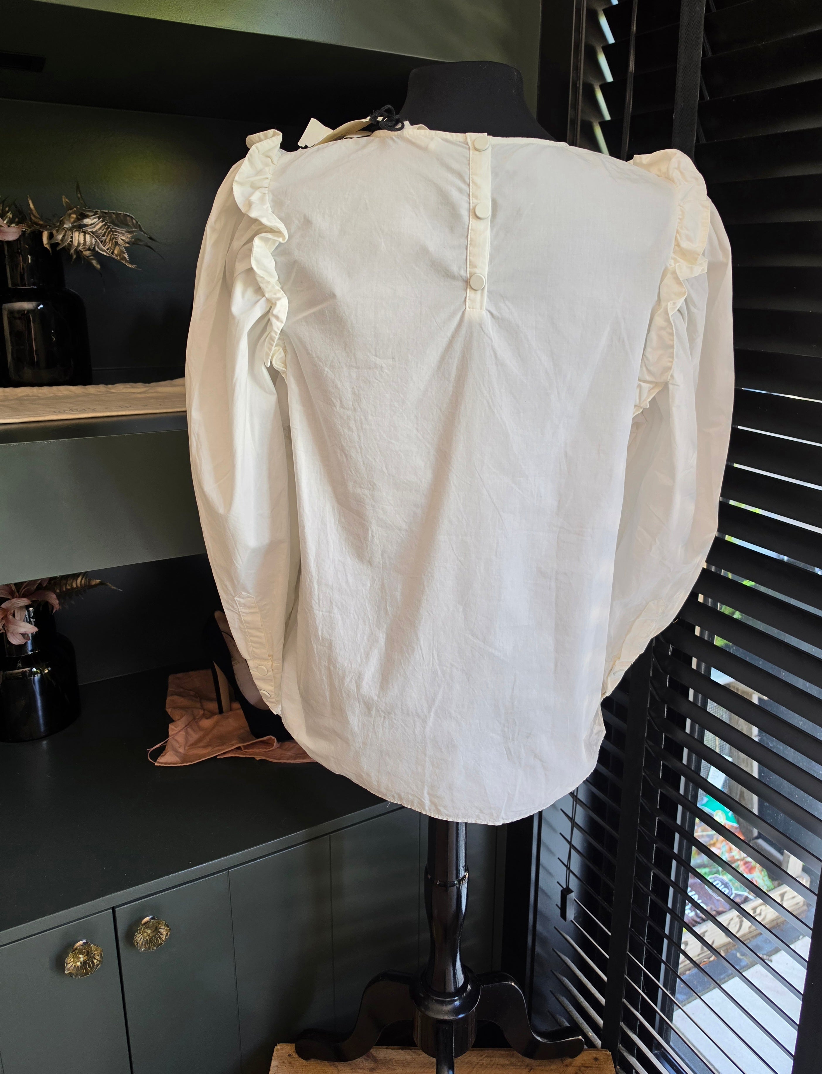 Ba&sh poplin blouse top creme wit L 40 katoen tweedehands dames