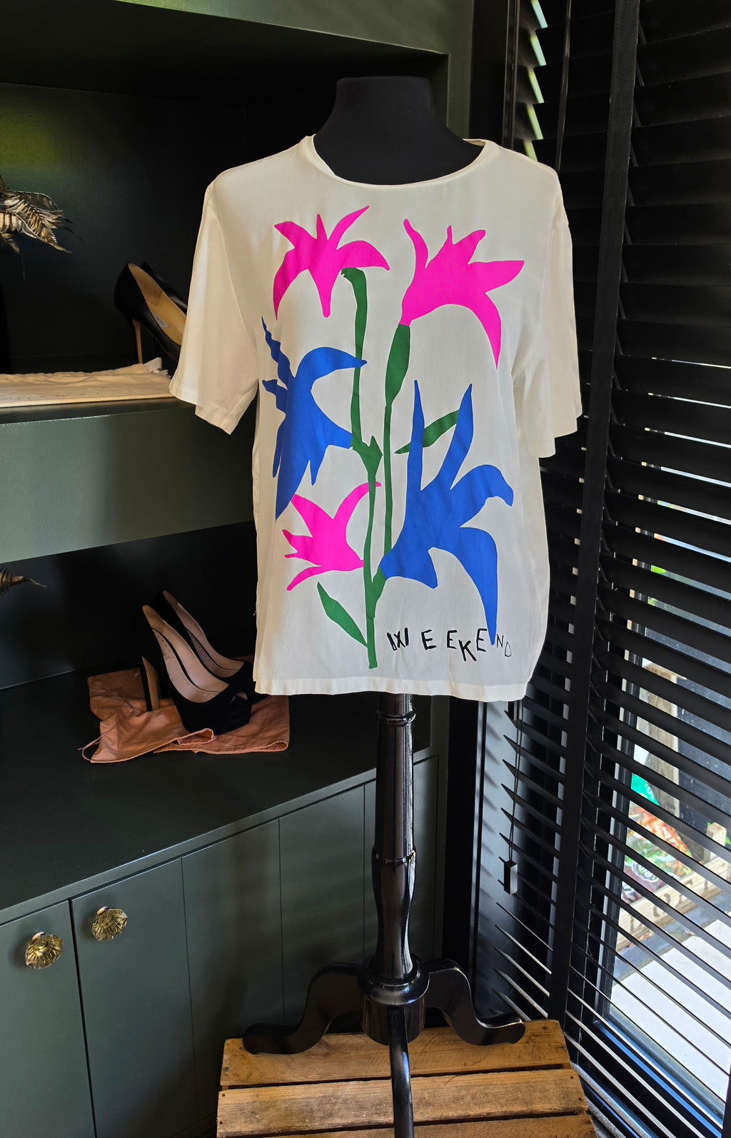 Max Mara Weekend tshirt Top met zijde wit 38 M tweedehands dames designer