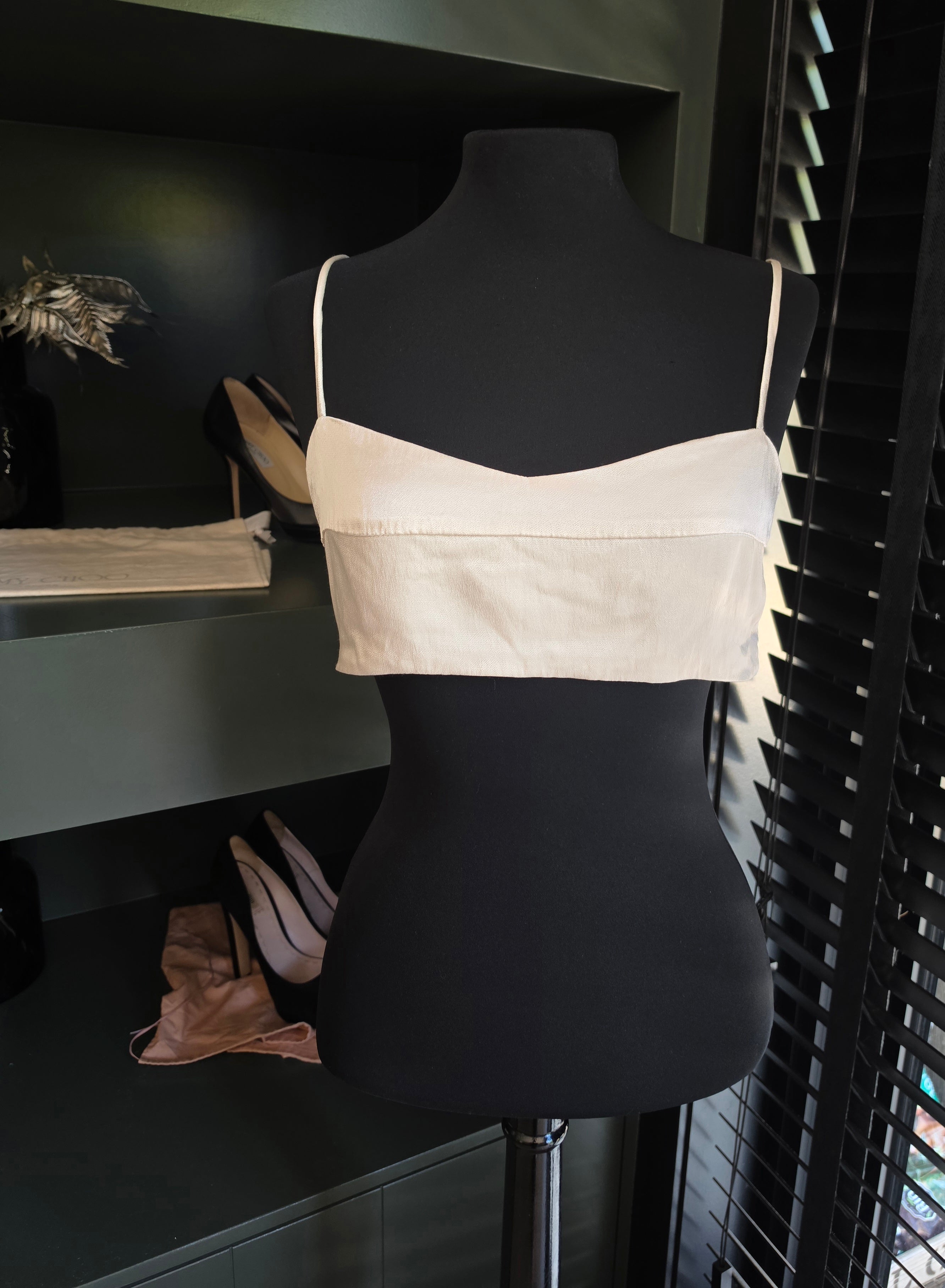 Dissh crop top bustier creme beige L 40 tweedehands dames