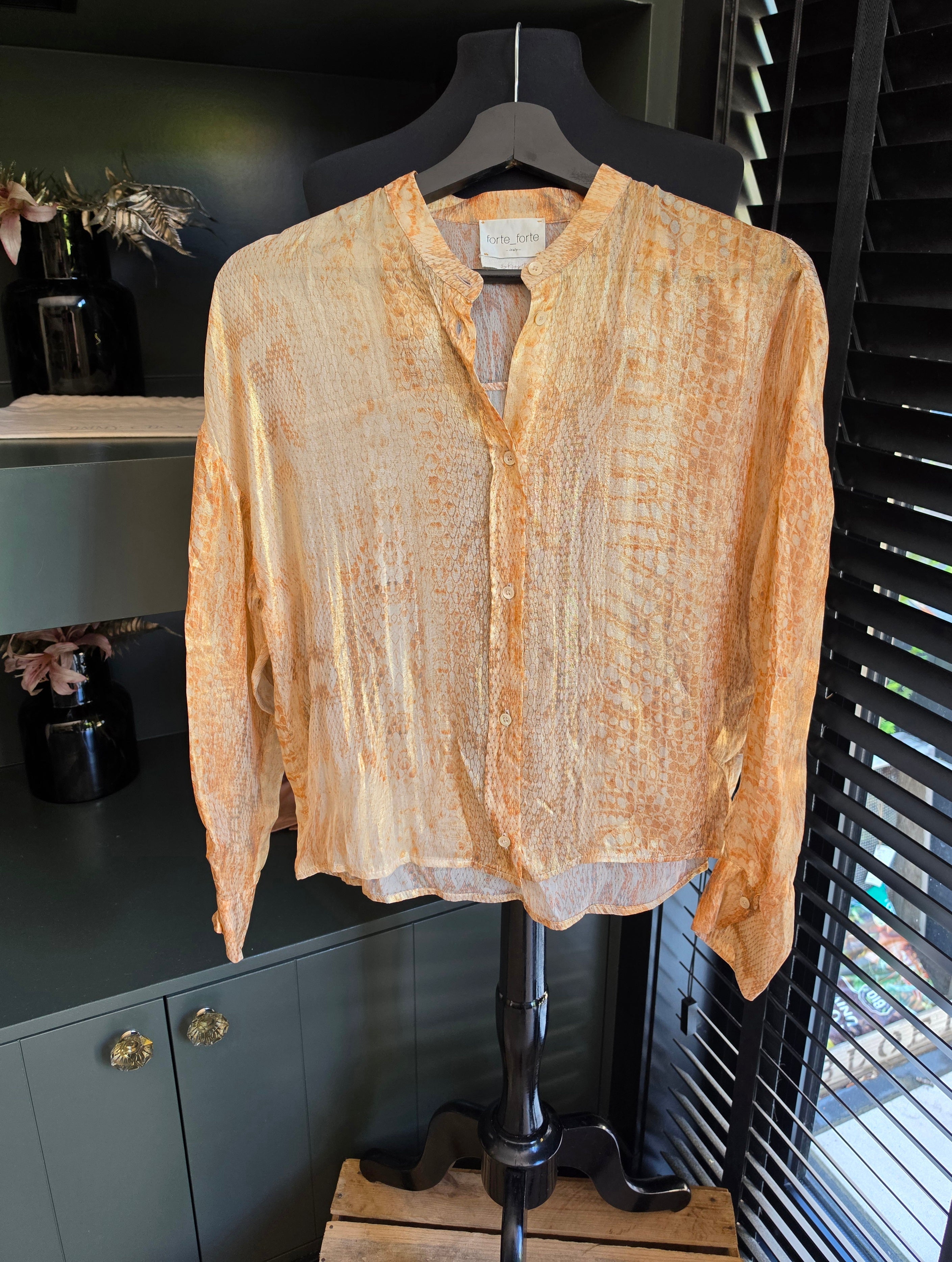 Forte forte zijde blouse oranje metallic xs 34 tweedehands dames