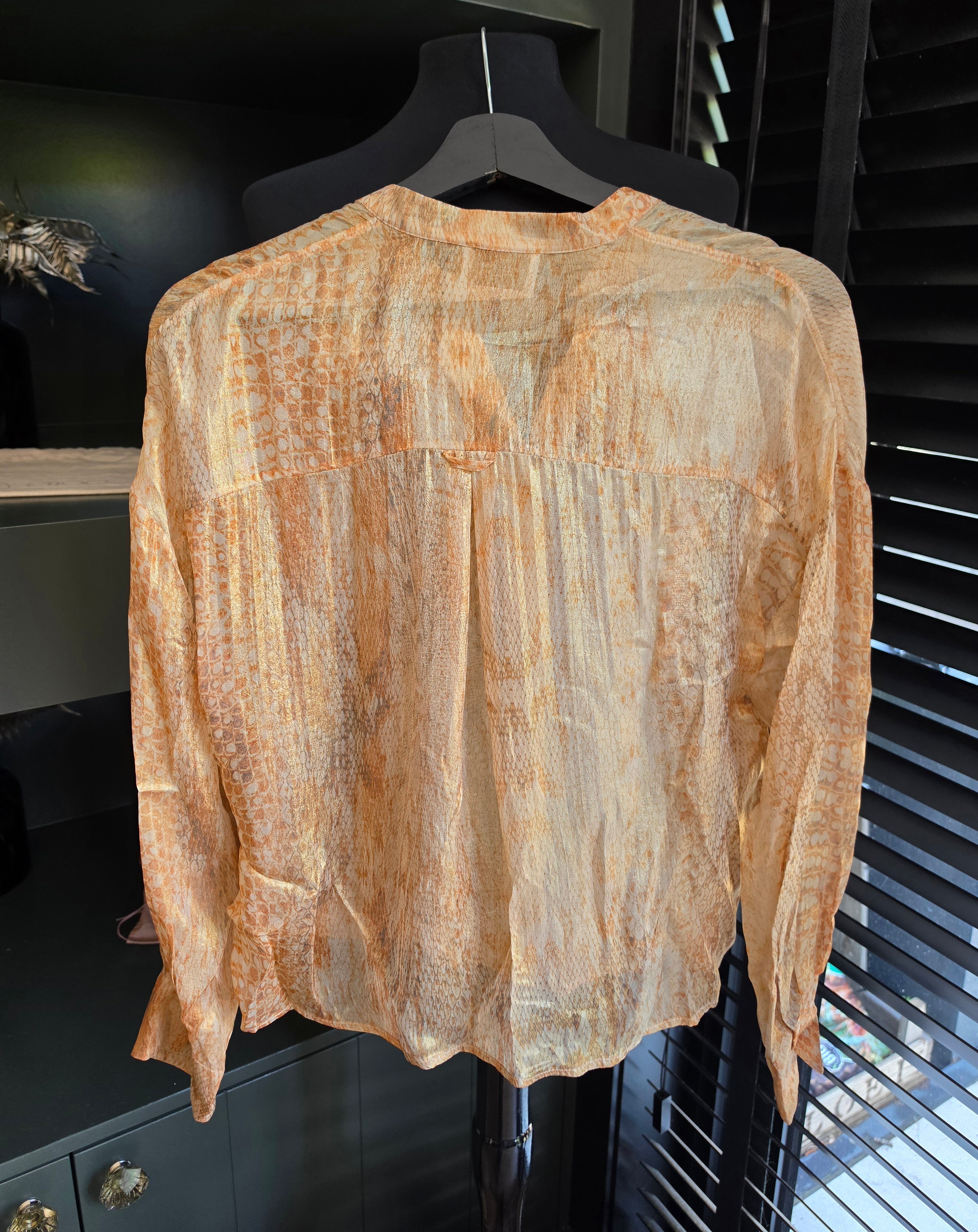 Forte forte zijde blouse oranje metallic xs 34 tweedehands dames