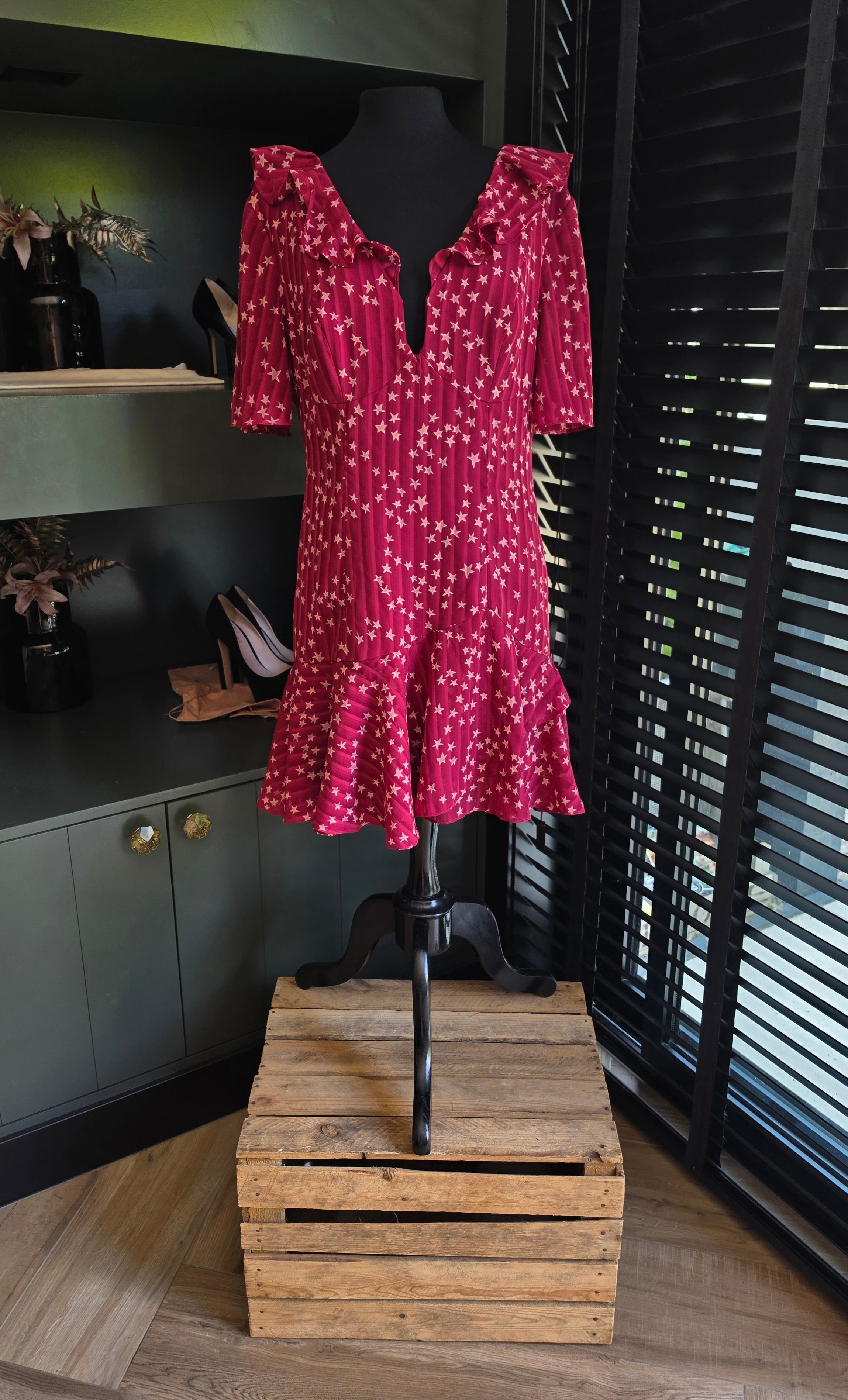 Finders Keepers sterren jurk cherry rood xl tweedehands dames