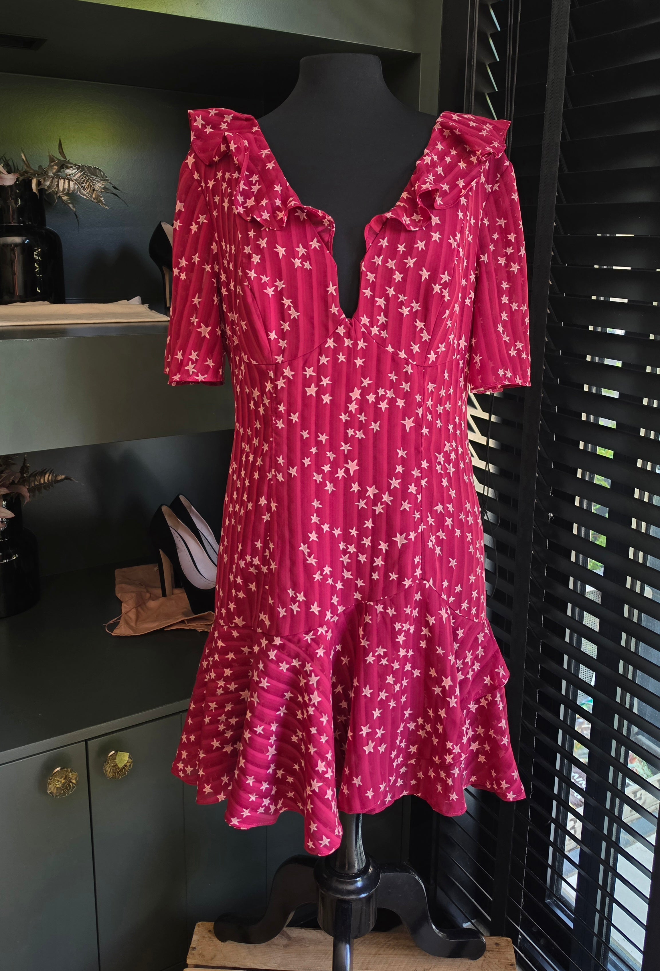 Finders Keepers sterren jurk cherry rood xl tweedehands dames