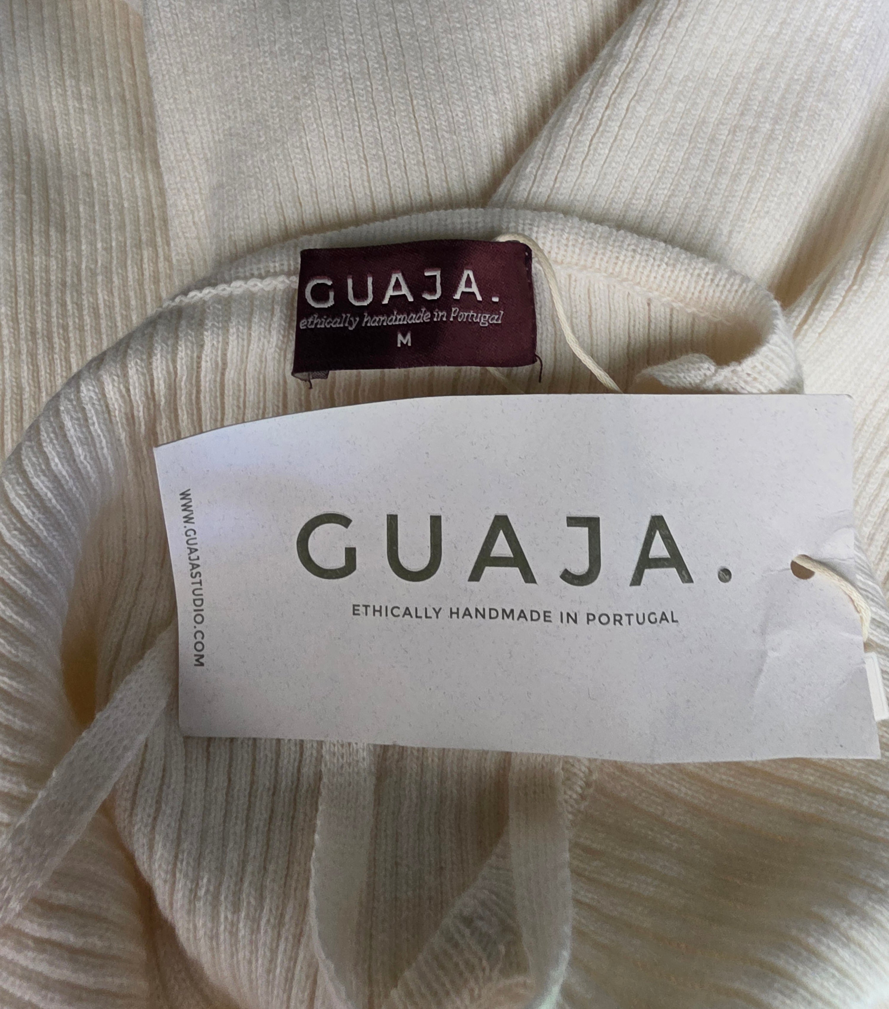 Guaja midi knit jurk one shoulder creme wit M tweedehands designer dames