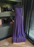 Adelyn Rae strapless lange maxi jurk paars S tweedehands dames designer