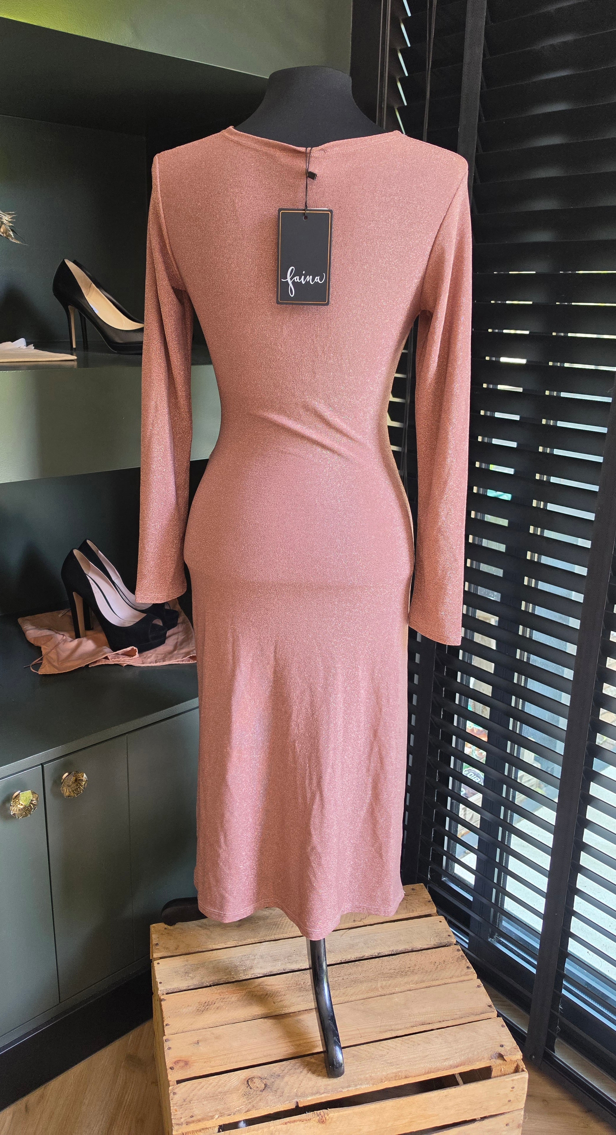Faina cut out midi jurk roze S 36 tweedehands dames