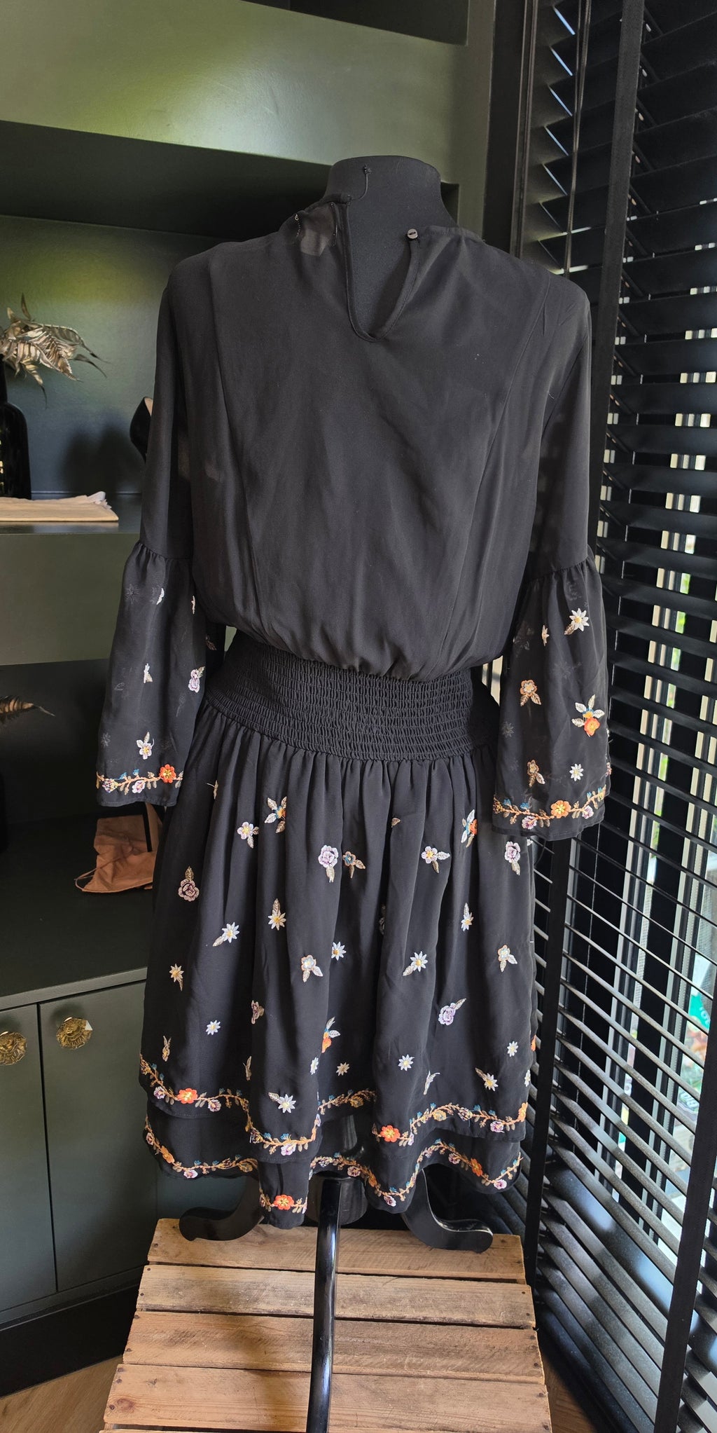 Maeve by Antropologie embroided jurk boho Anfisa uk12 tweedehands dames