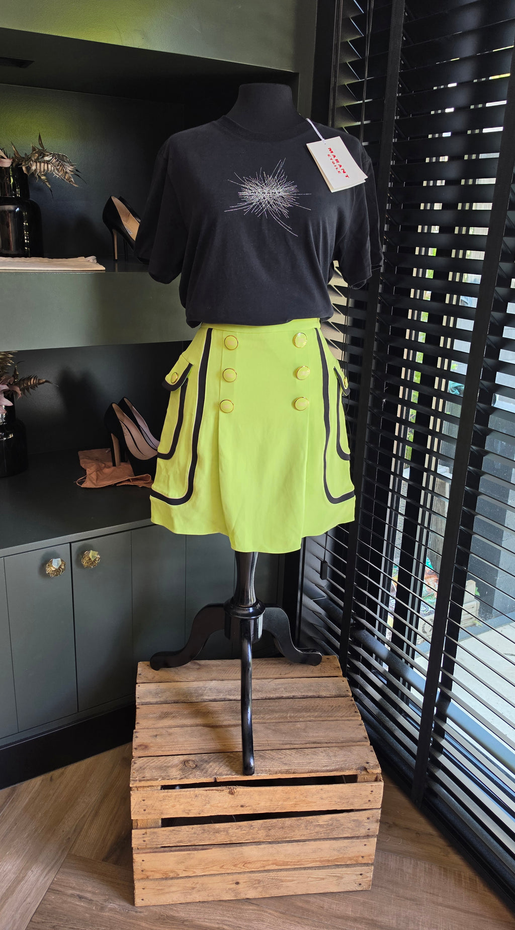 Elisabetta Franchi lime groen rokje IT40 36 S tweedehands designer dames