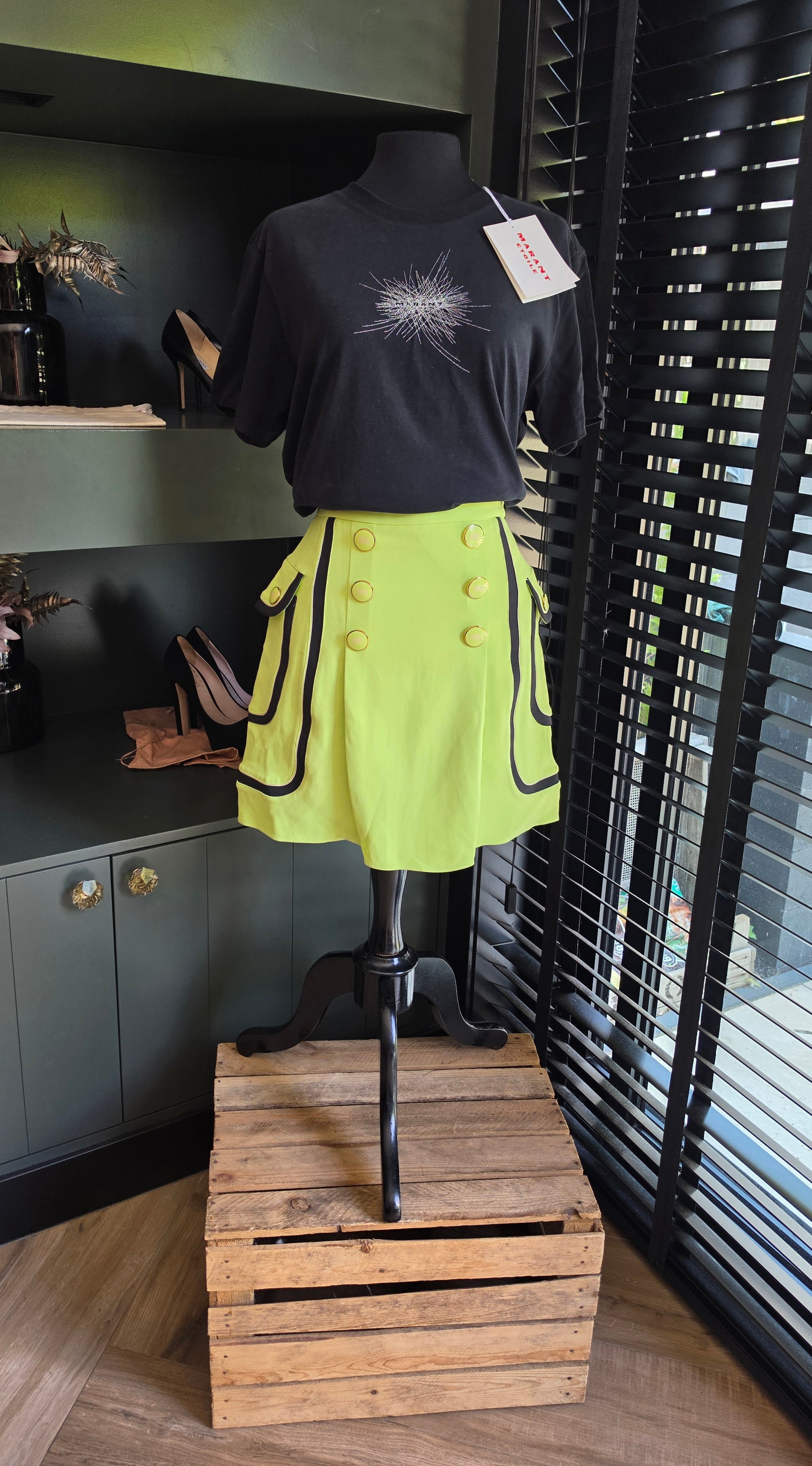 Elisabetta Franchi lime groen rokje IT40 36 S tweedehands designer dames