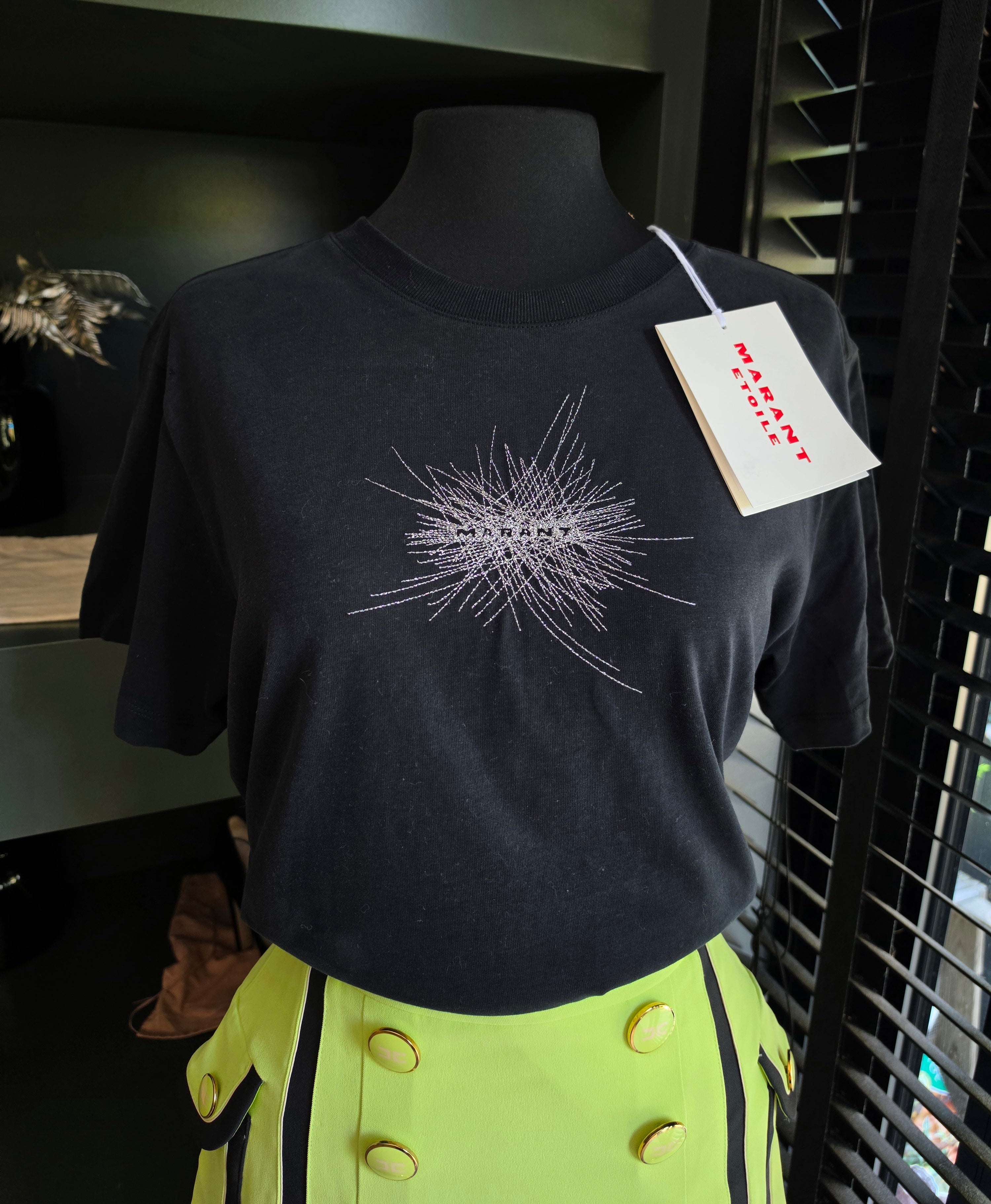 Isabel Marant Etoile tshirt Zoeline Maat M zwart tweedehands designer dames