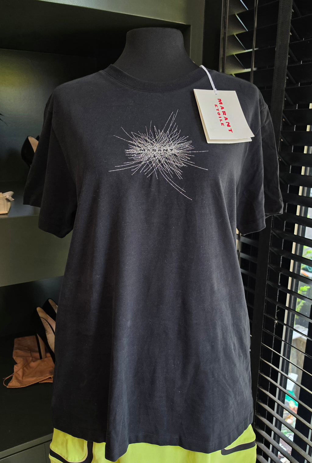 Isabel Marant Etoile tshirt Zoeline Maat M zwart tweedehands designer dames