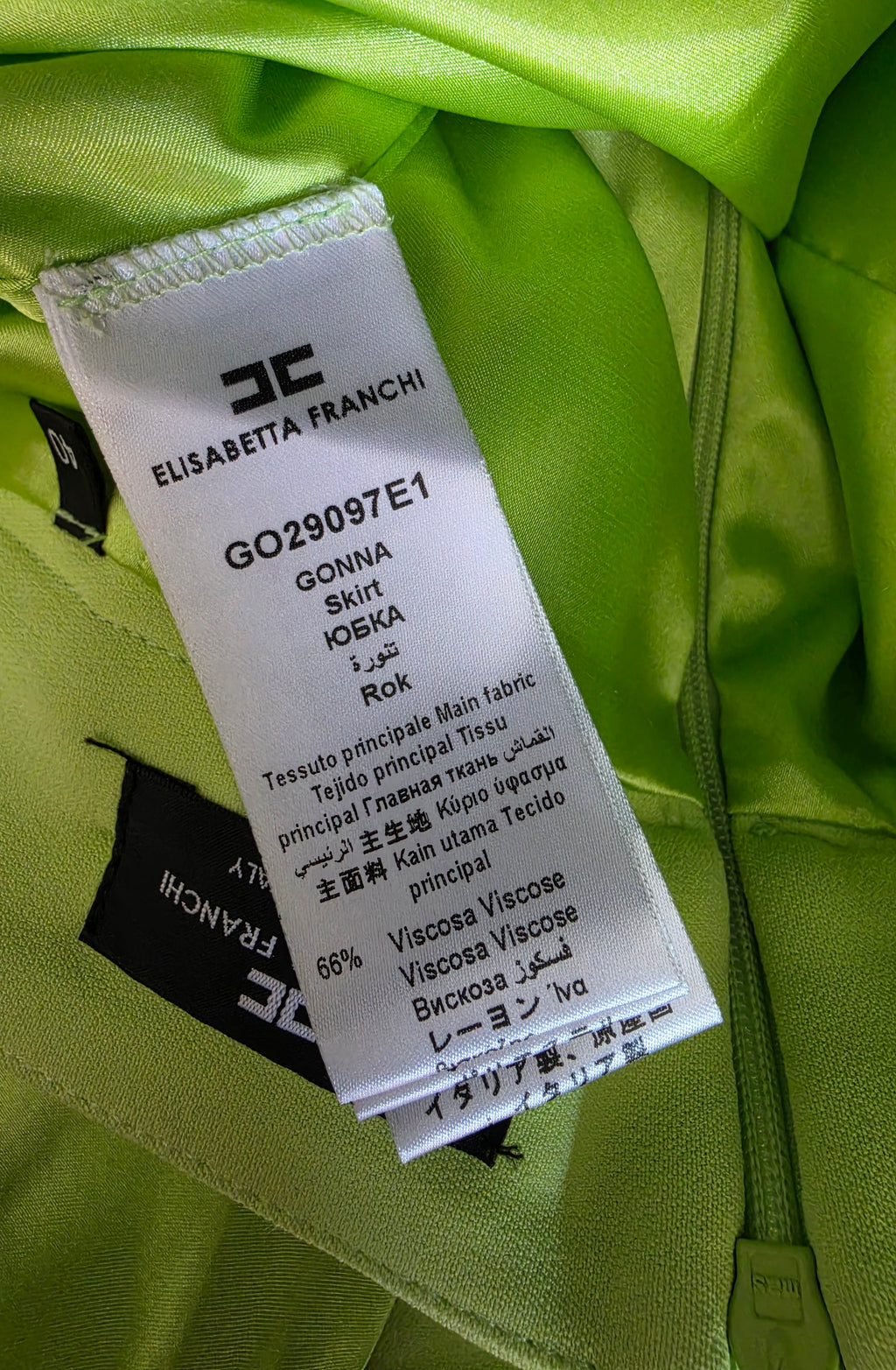 Elisabetta Franchi lime groen rokje IT40 36 S tweedehands designer dames