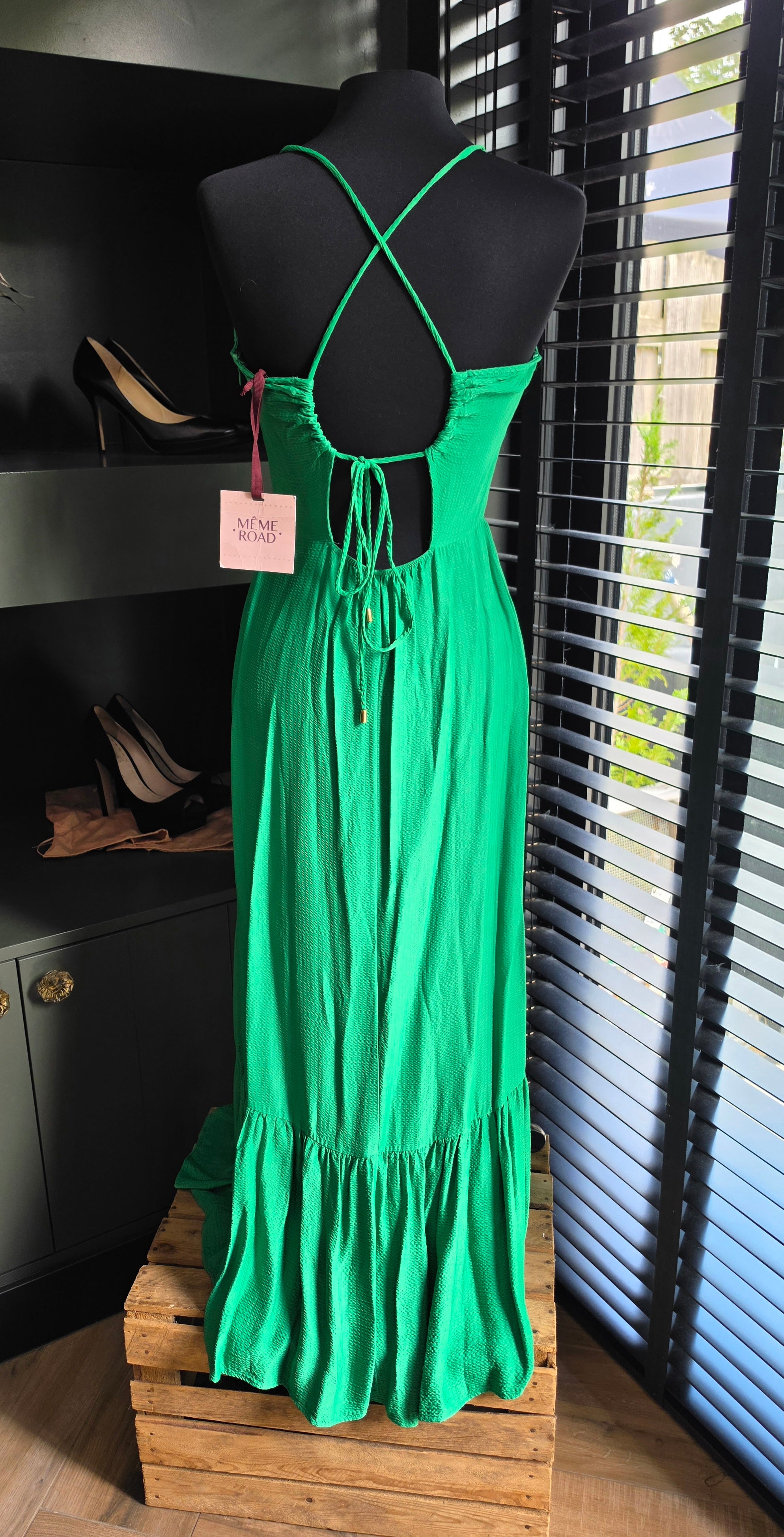 Même Road lange maxi jurk groen 40 L nieuw tweedehands dames