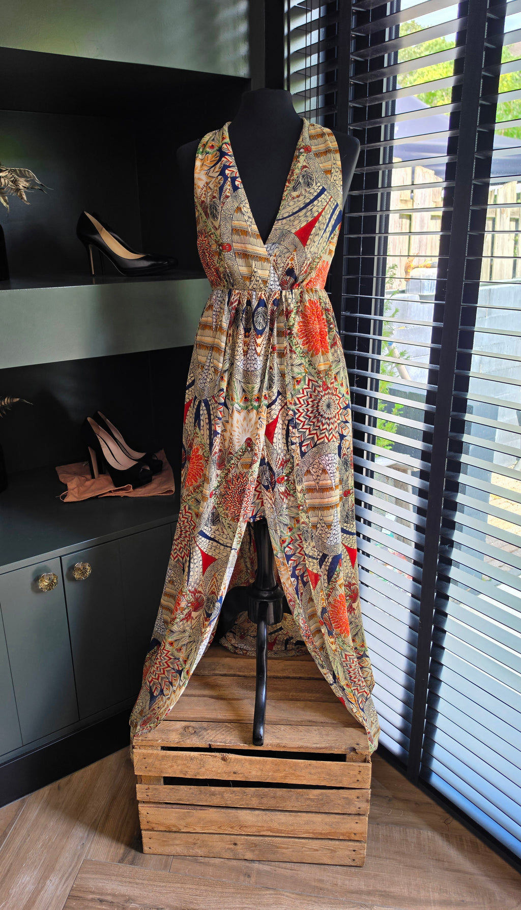 Nikkie lange aztec maxi jurk 38 40 tweedehands dames