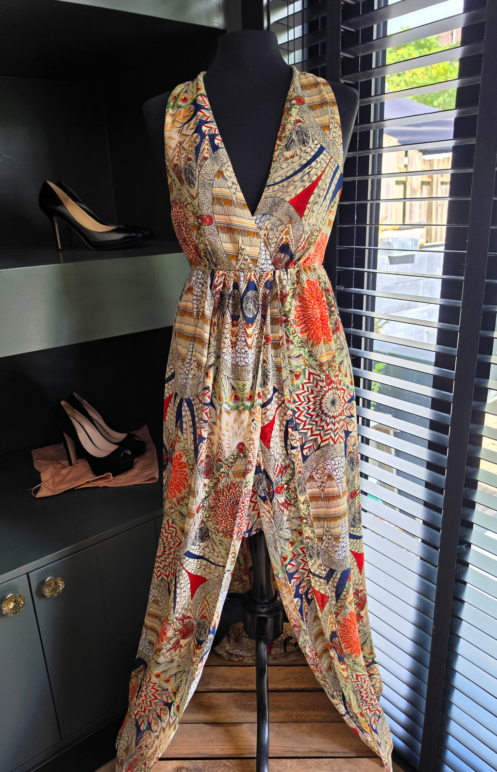 Nikkie lange aztec maxi jurk 38 40 tweedehands dames