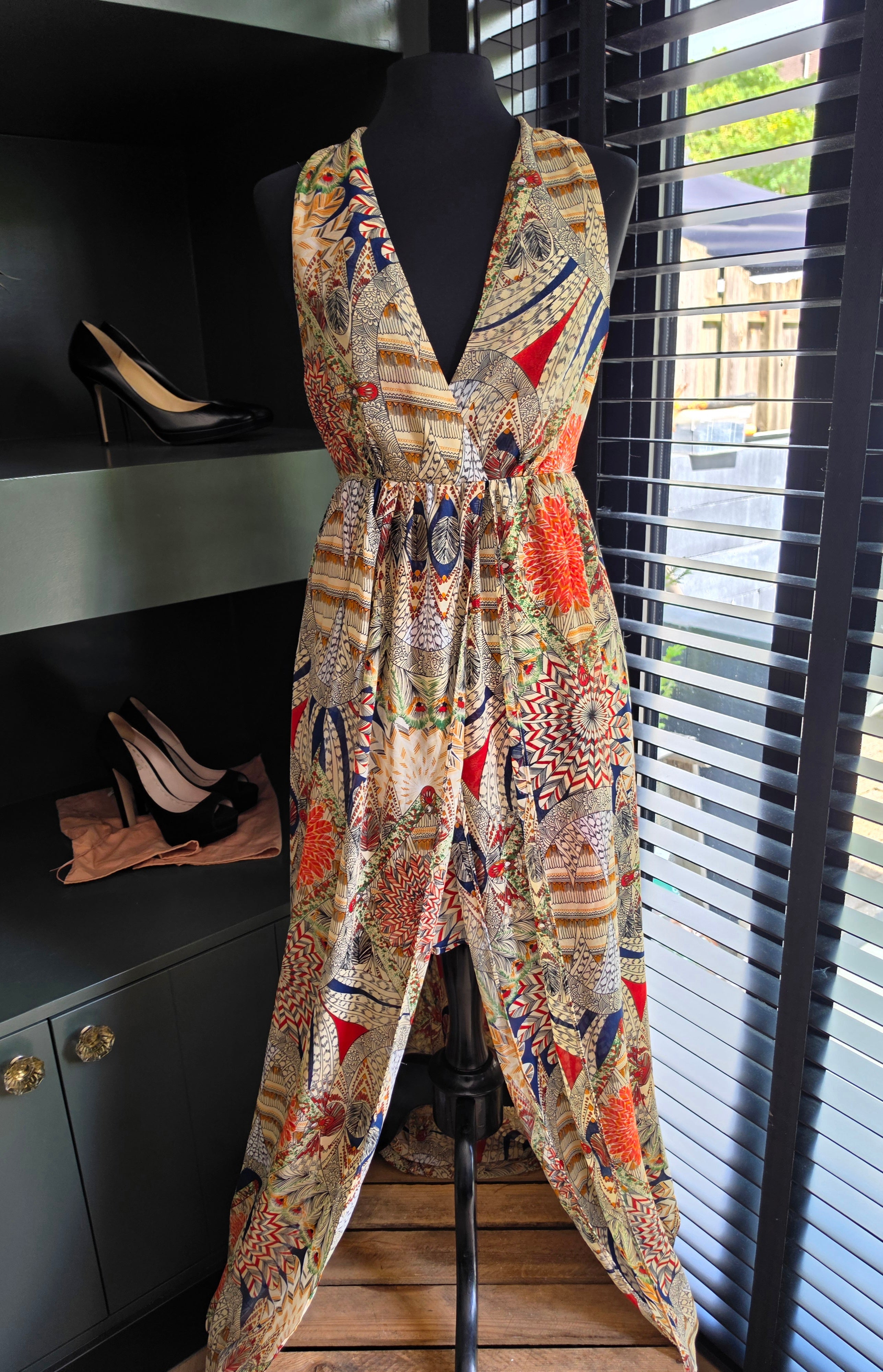 Nikkie lange aztec maxi jurk 38 40 tweedehands dames