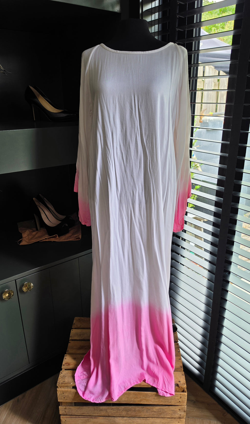 Sundress pompom maxi jurk tie dye xs s tweedehands dames
