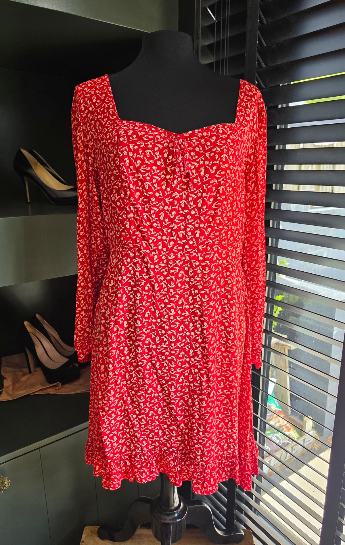 Faithfull the brand korte jurk rood wit L 40 tweedehands dames designer