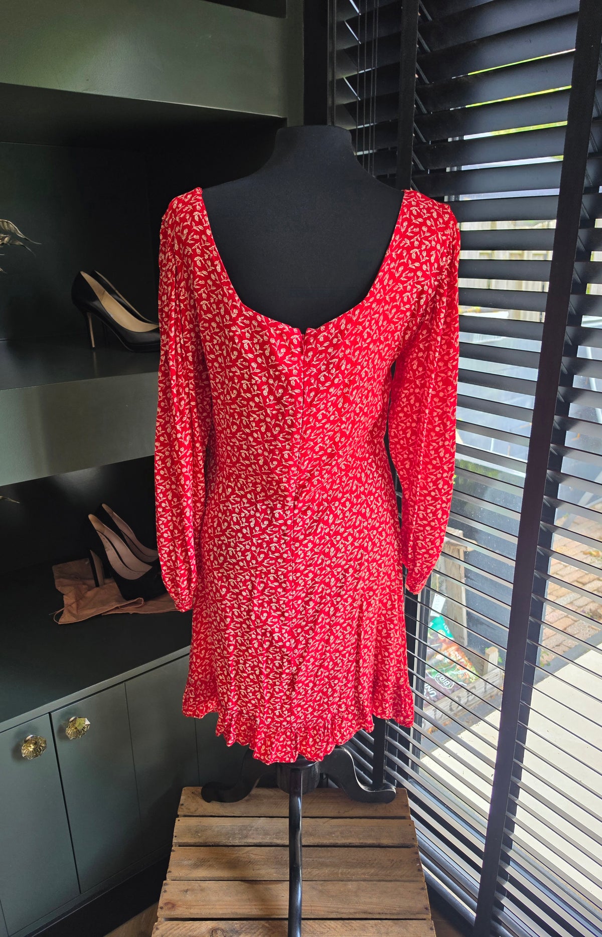 Faithfull the brand korte jurk rood wit L 40 tweedehands dames designer