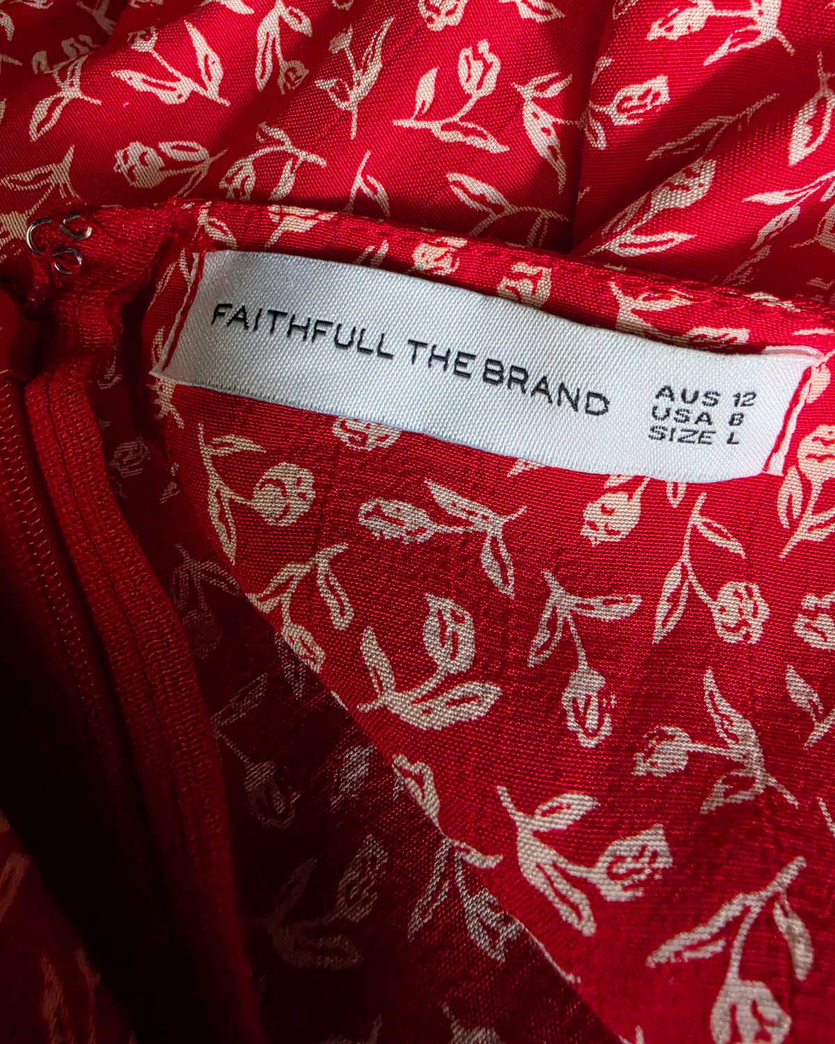 Faithfull the brand korte jurk rood wit L 40 tweedehands dames designer