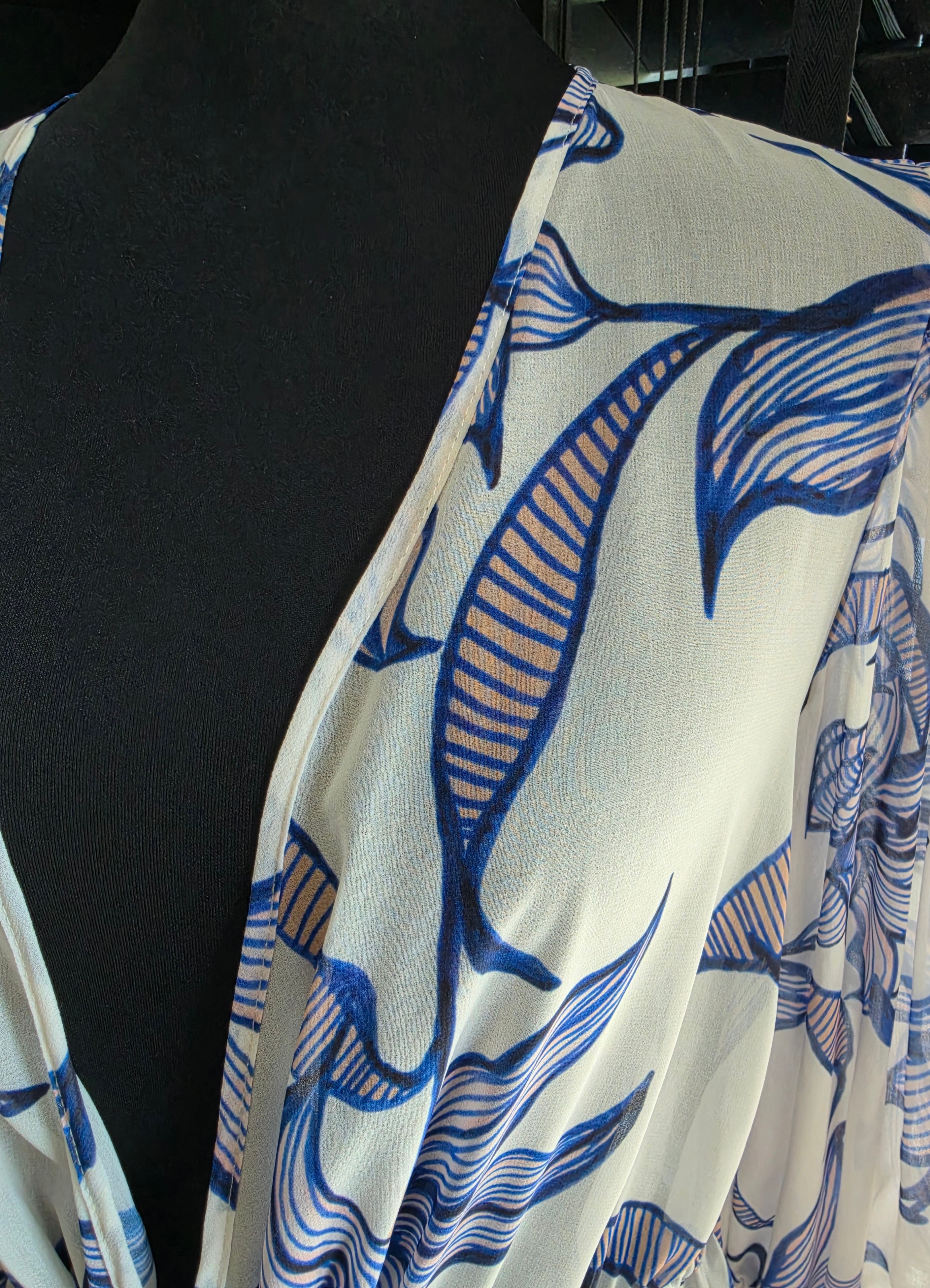 Patbo cover up resortwear beach jurk Targazer wit blauw M 38 tweedehands dames