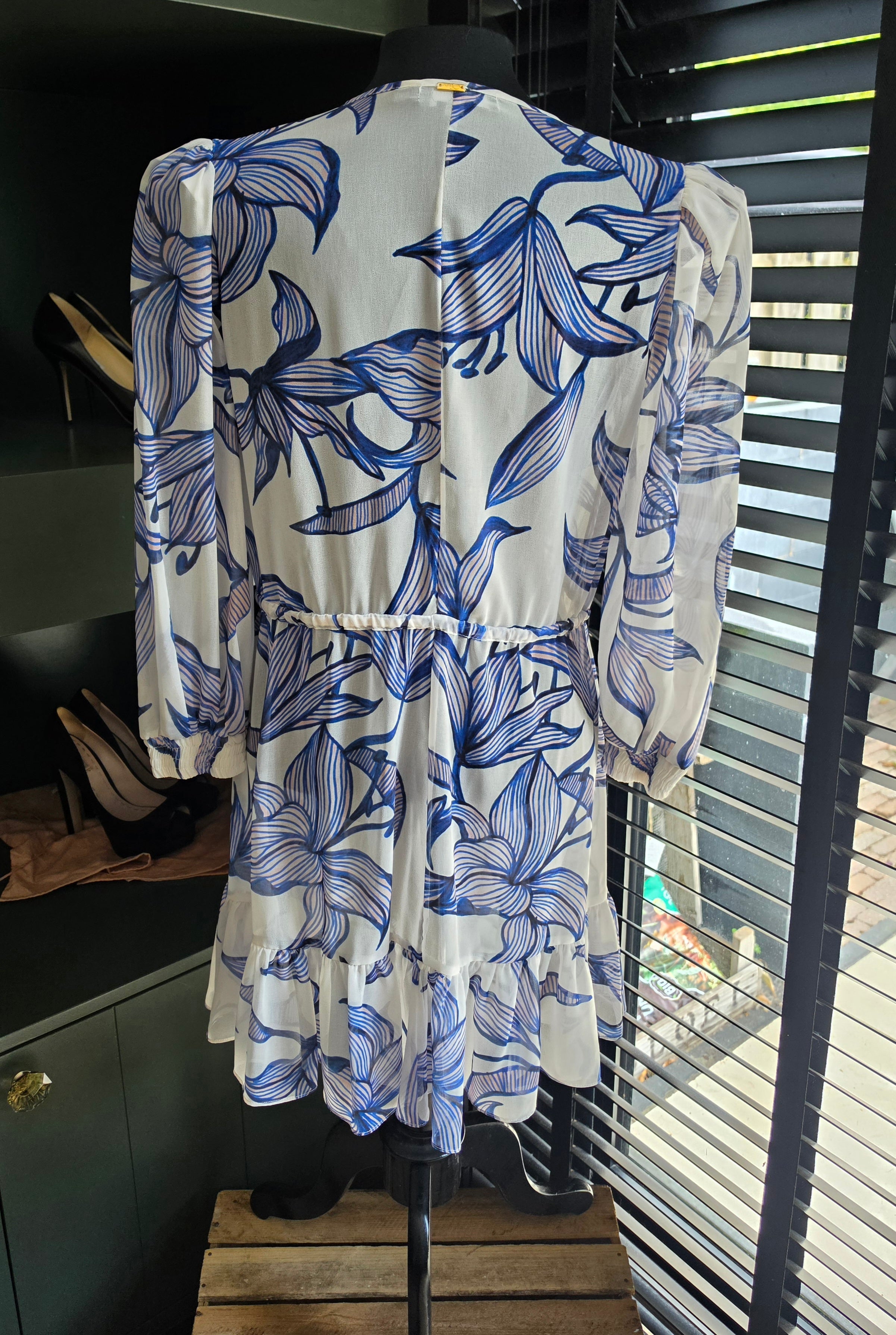 Patbo cover up resortwear beach jurk Targazer wit blauw M 38 tweedehands dames