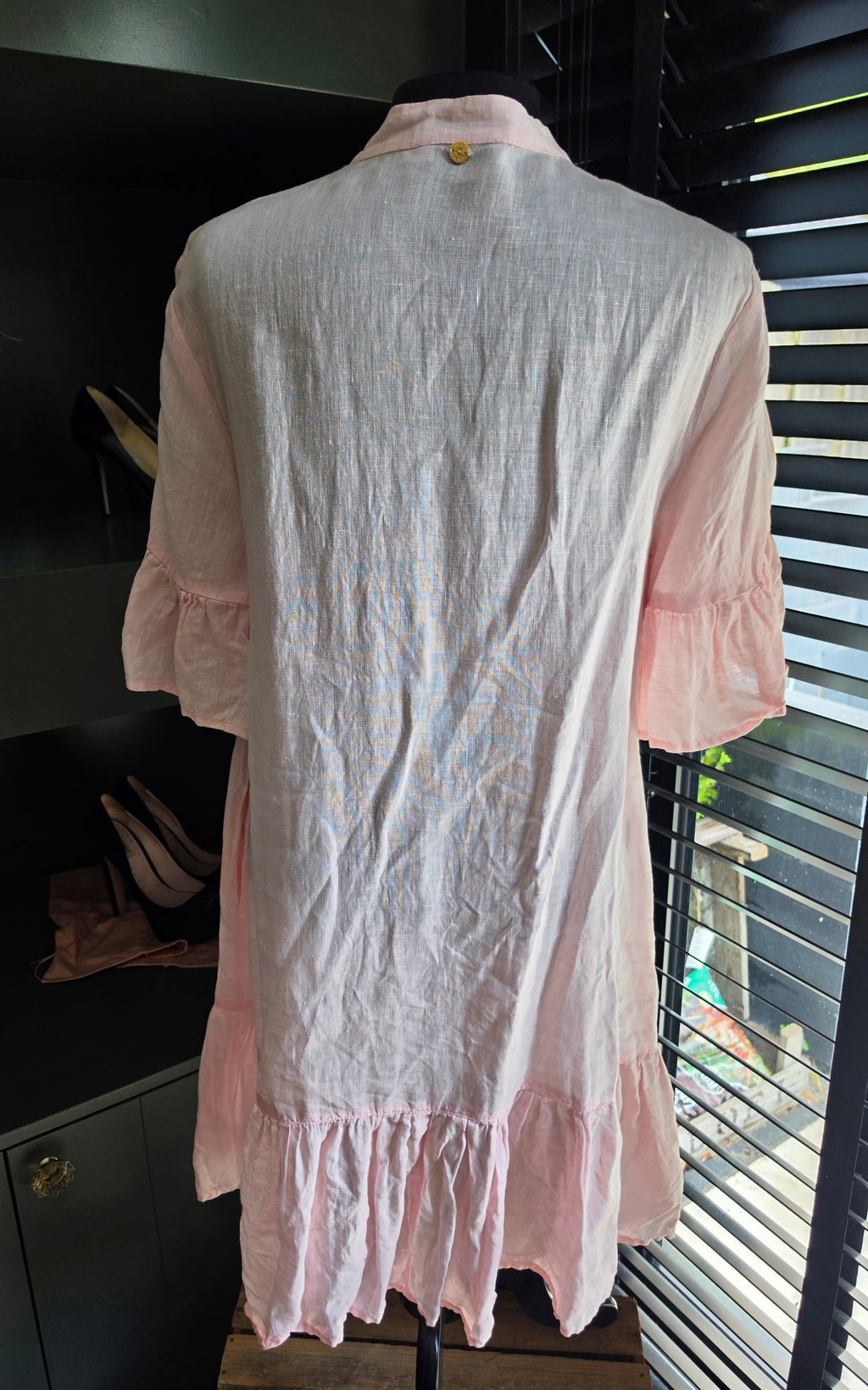 Apoella resortwear linnen jurk roze one size tweedehands dames