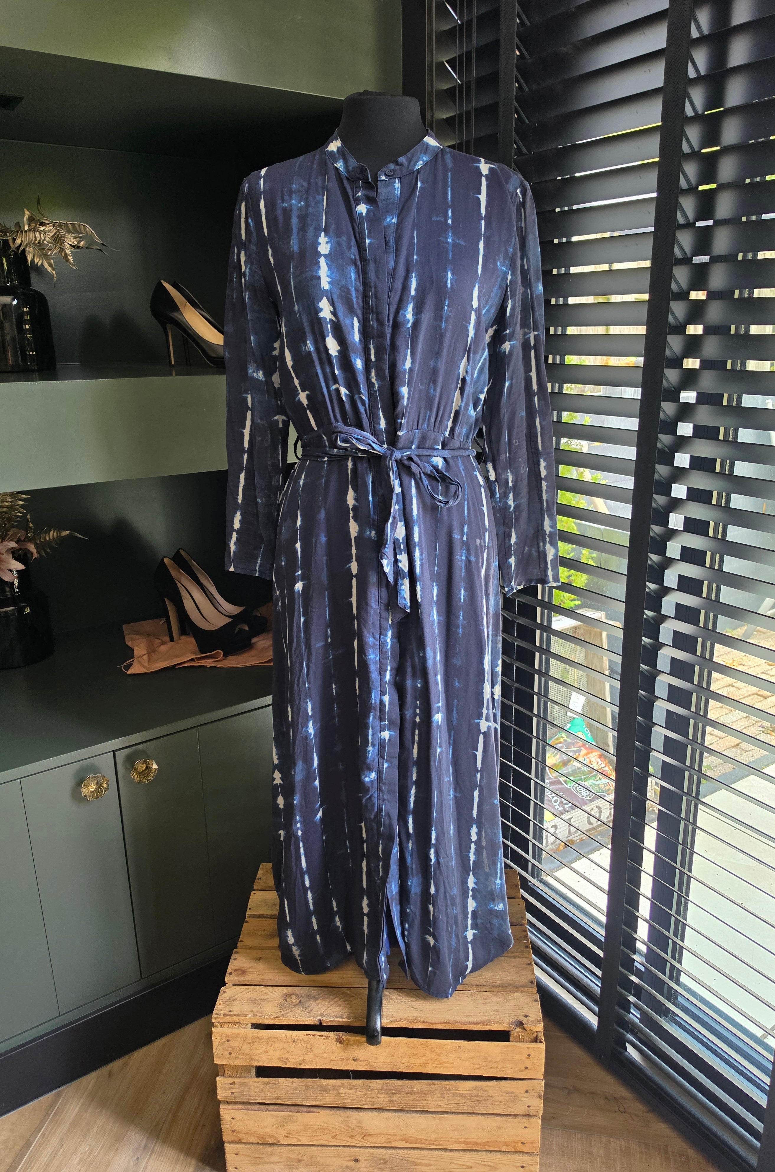 Cloth & Stone Anthropologie maxi jurk blauw S 36 tweedehands dames