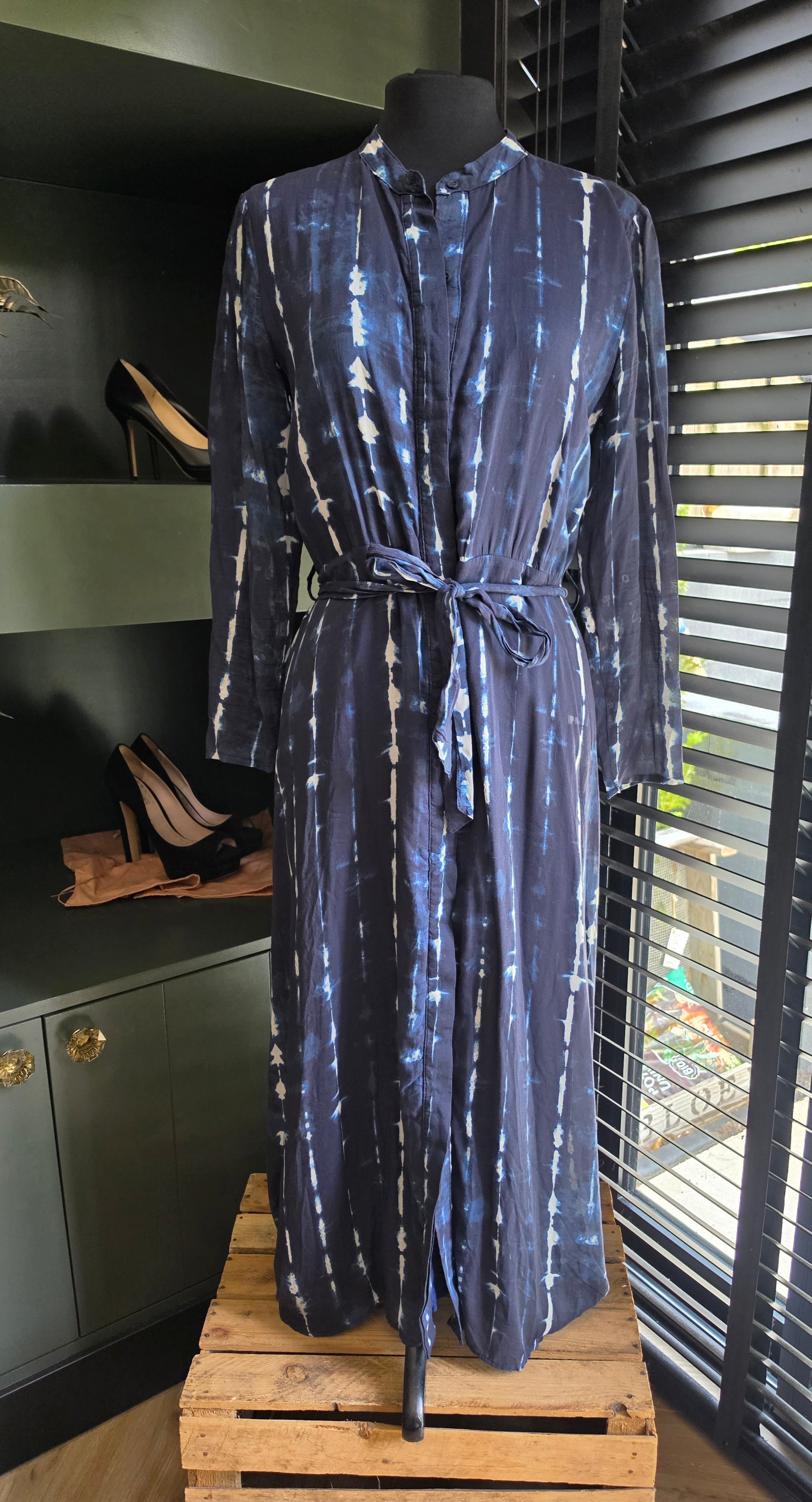 Cloth & Stone Anthropologie maxi jurk blauw S 36 tweedehands dames