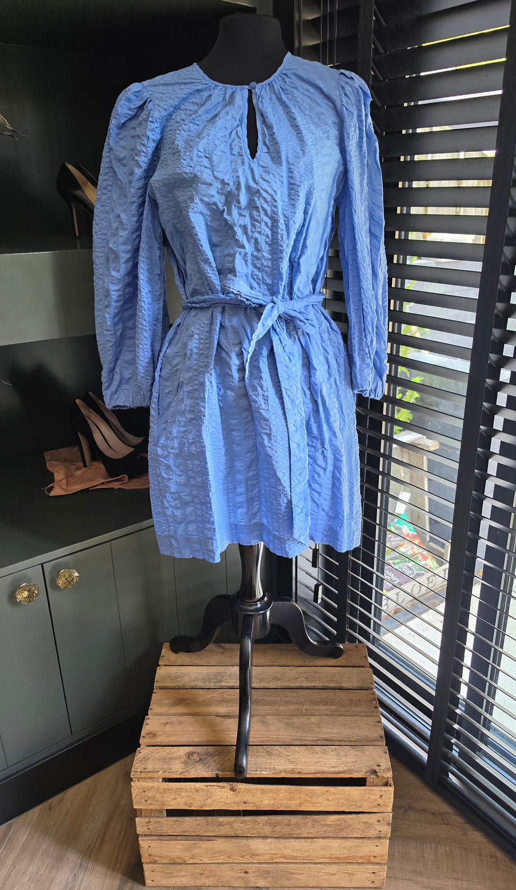 Baum und Pferdgarten Korte wrinkle jurk blauw 36 S tweedehands dames designer