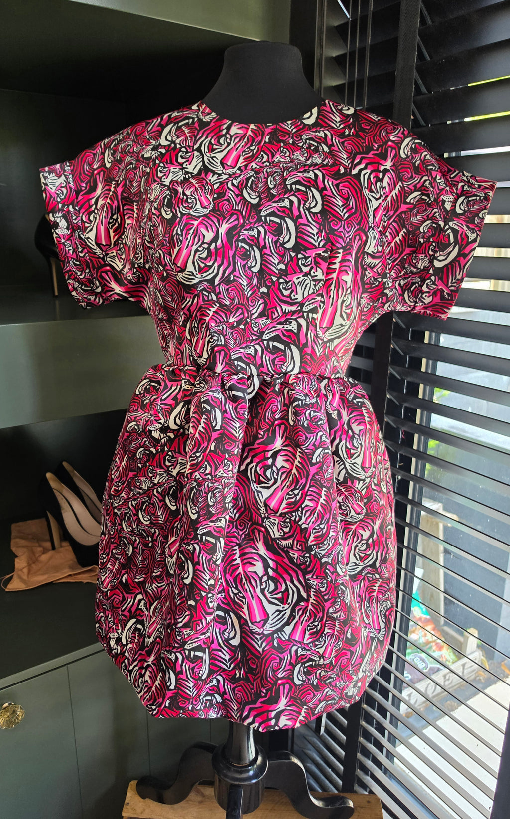 Just Cavalli mini jurk tijger roze zwart IT40 S36 tweedehands dames designer