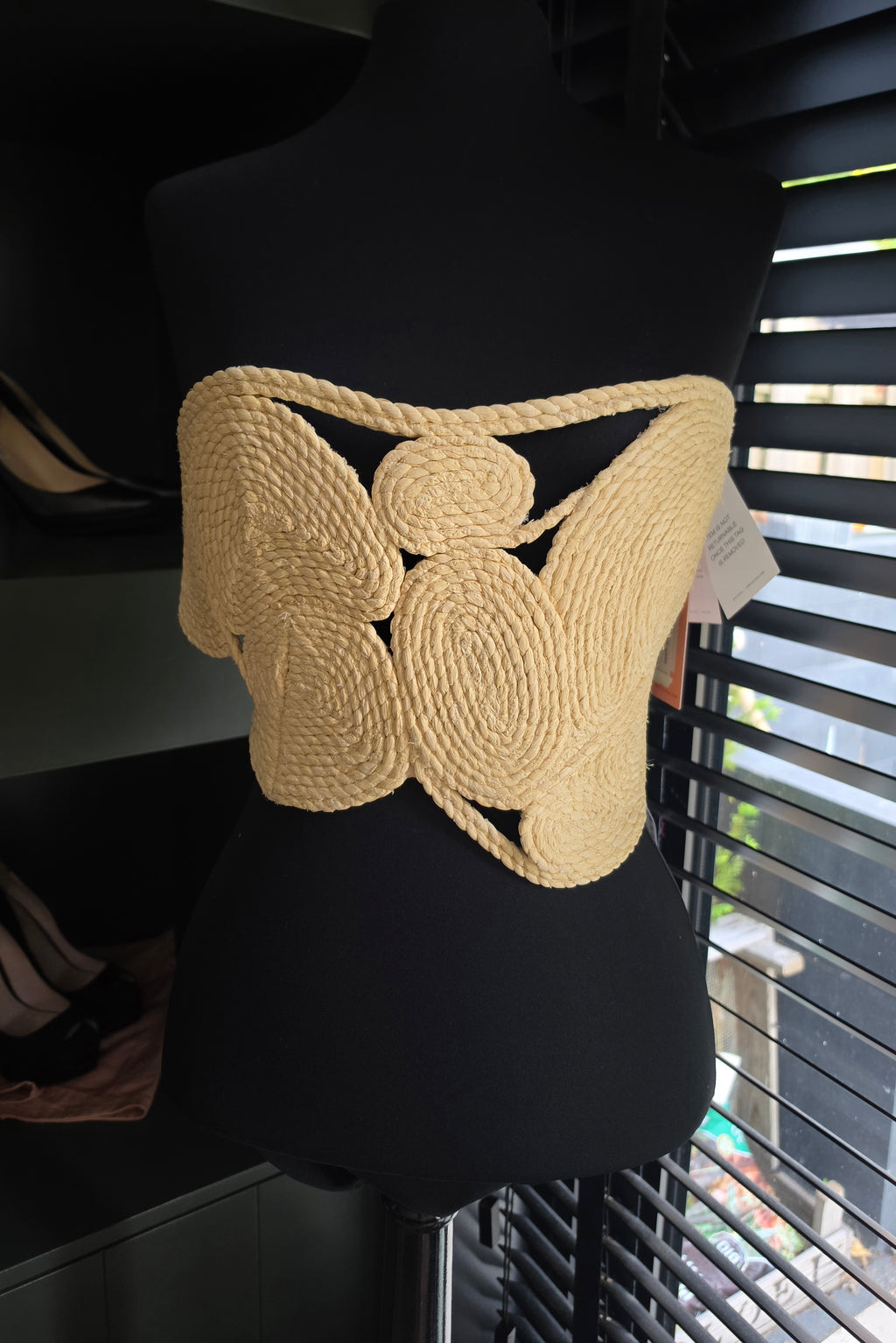 Cult Gaia bustier top Ase L raffia tweedehands designer dames