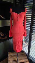 Blugirl Blumarine midi rib jurk bodycon roze L tweedehands dames designer