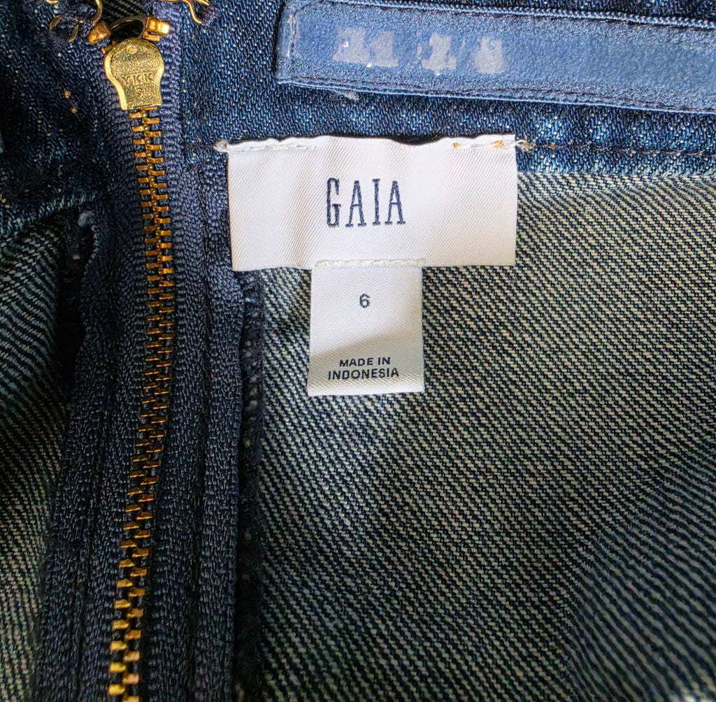 Cult Gaia halter denim bustier top blauw S 36 tweedehands designer dames