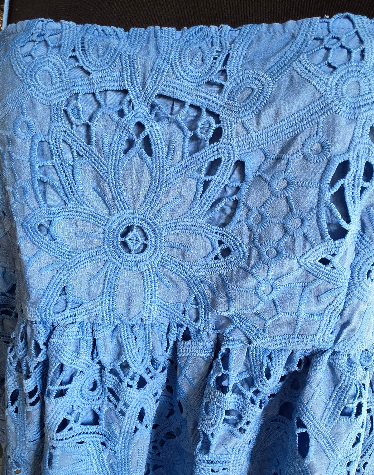 Munthe kanten peplum top blauw 42 xl tweedehands dames kleding