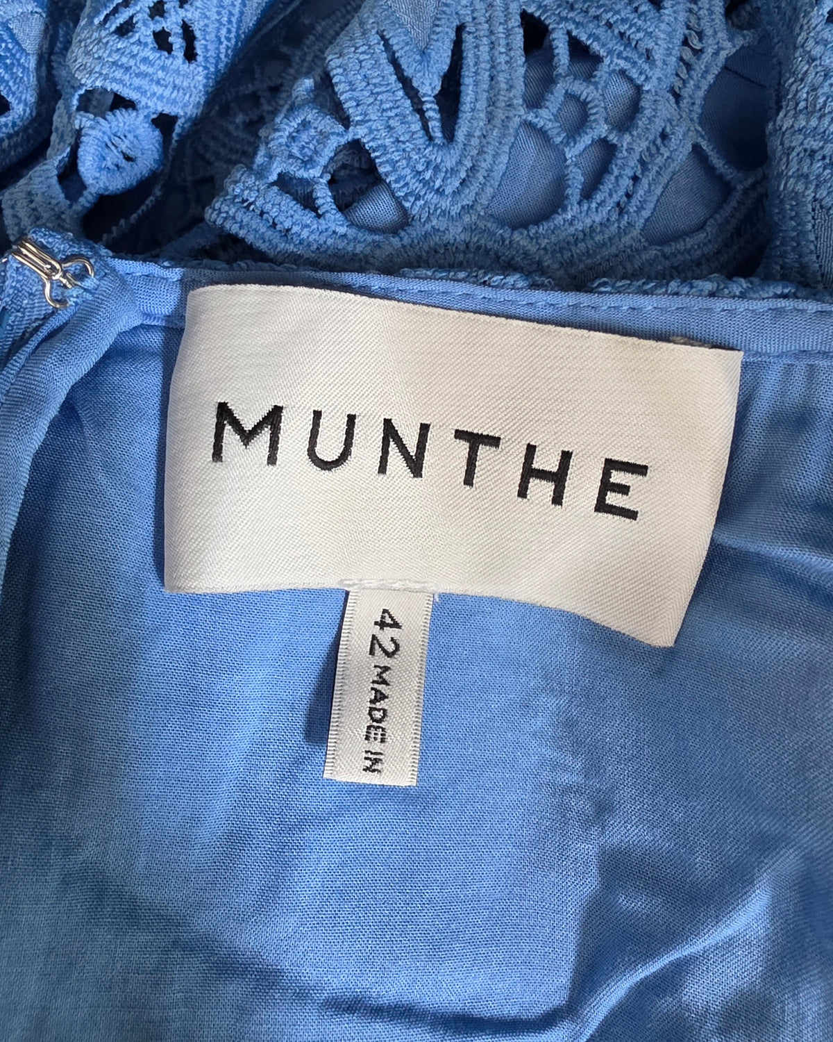 Munthe kanten peplum top blauw 42 xl tweedehands dames kleding