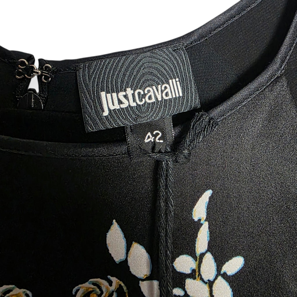 Just Cavalli zijde jurk baroque print zwart it42 nieuw