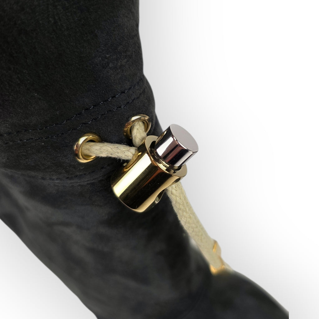 Chloe enkellaarzen antraciet grijs 40.5 suede wol leer tweedehands dames designer