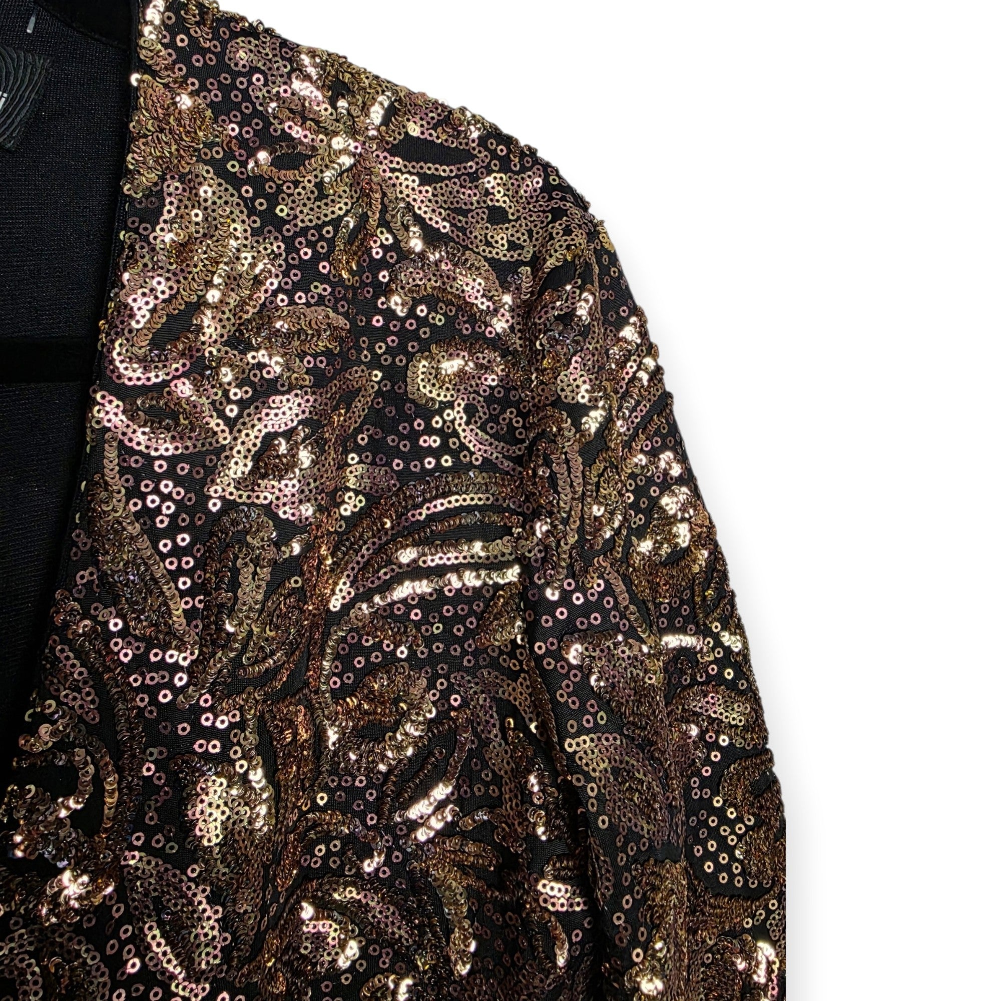 Just Cavalli bronze paisley pailletten midi jurk M 38 met split tweedehands dames designer