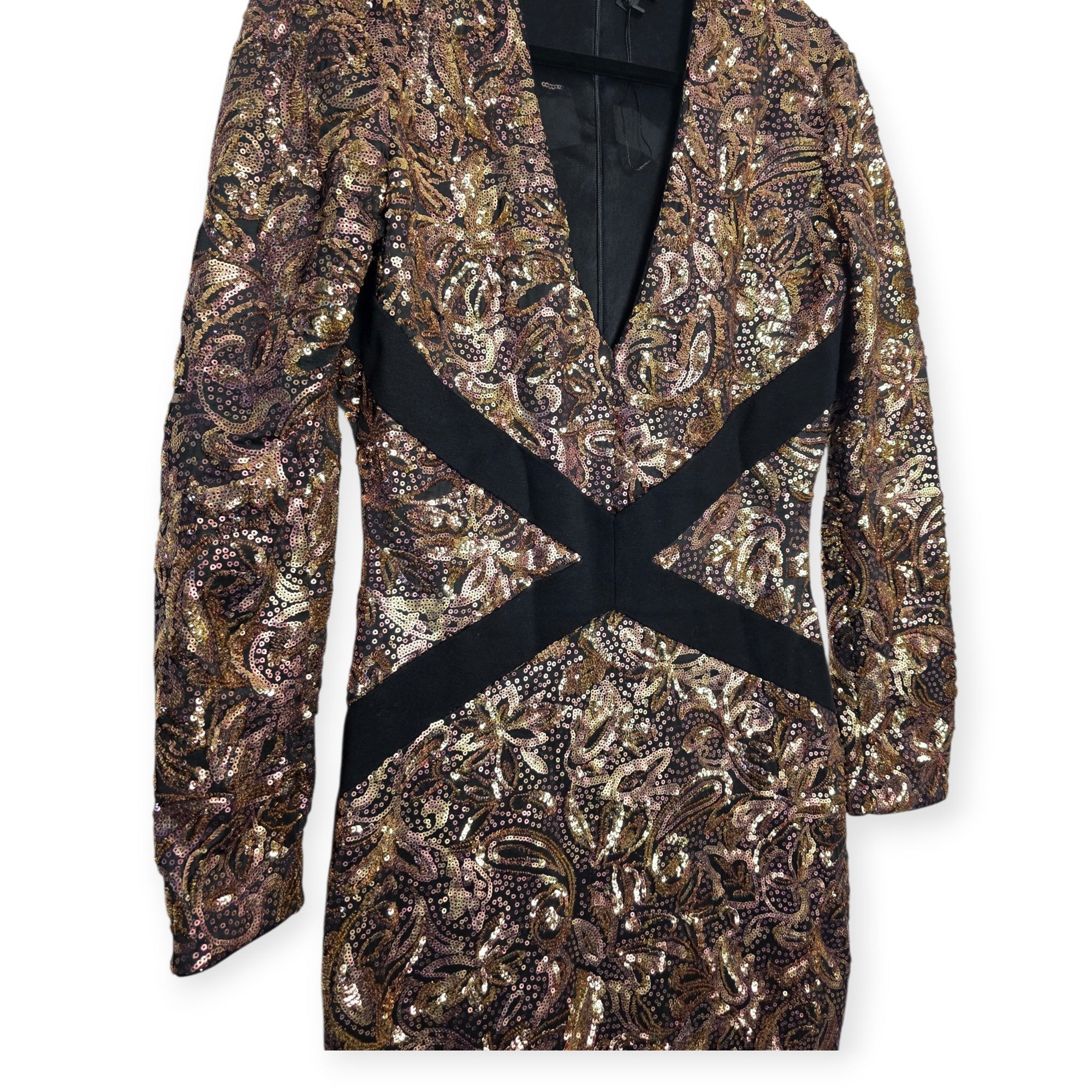 Just Cavalli bronze paisley pailletten midi jurk M 38 met split tweedehands dames designer