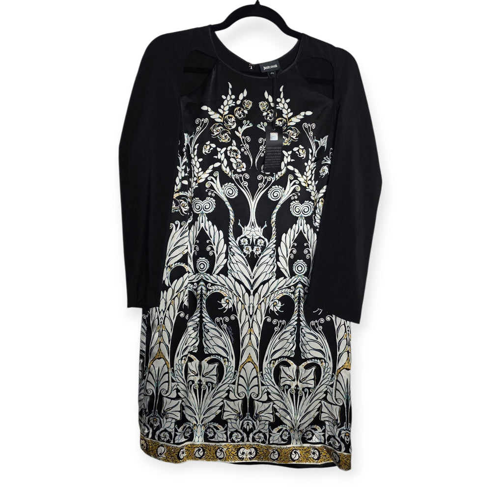 Just Cavalli zijde jurk baroque print zwart it42 nieuw