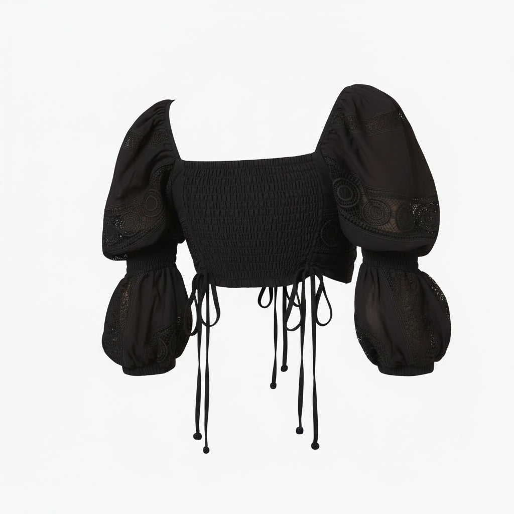 Waimari sevilla crop top zwart 38 M nieuw resortwear designer statement piece resortwear ibiza boho chic