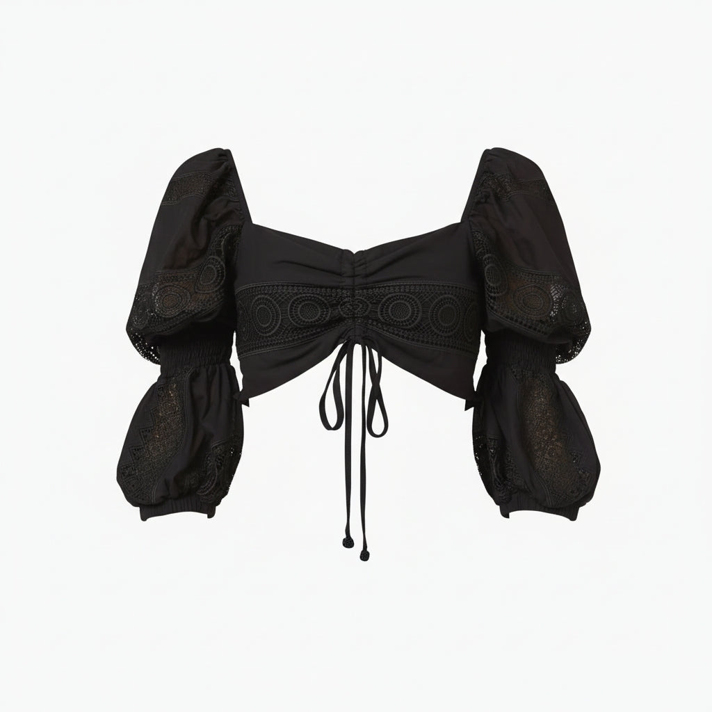 Waimari sevilla crop top zwart 38 M nieuw resortwear designer statement piece resortwear ibiza boho chic