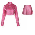 ROTATE Mania Skirt set Sachet Pink satijnen hartjes co‑ord  34 xs rok en top tweedehands dames designer