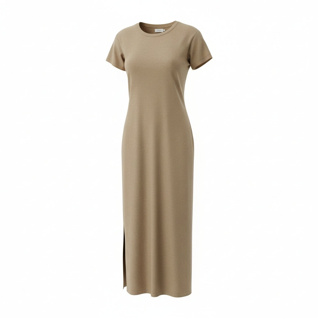Âme Antwerp t-shirt jurk model Eva maat M pre-loved khaki-beige