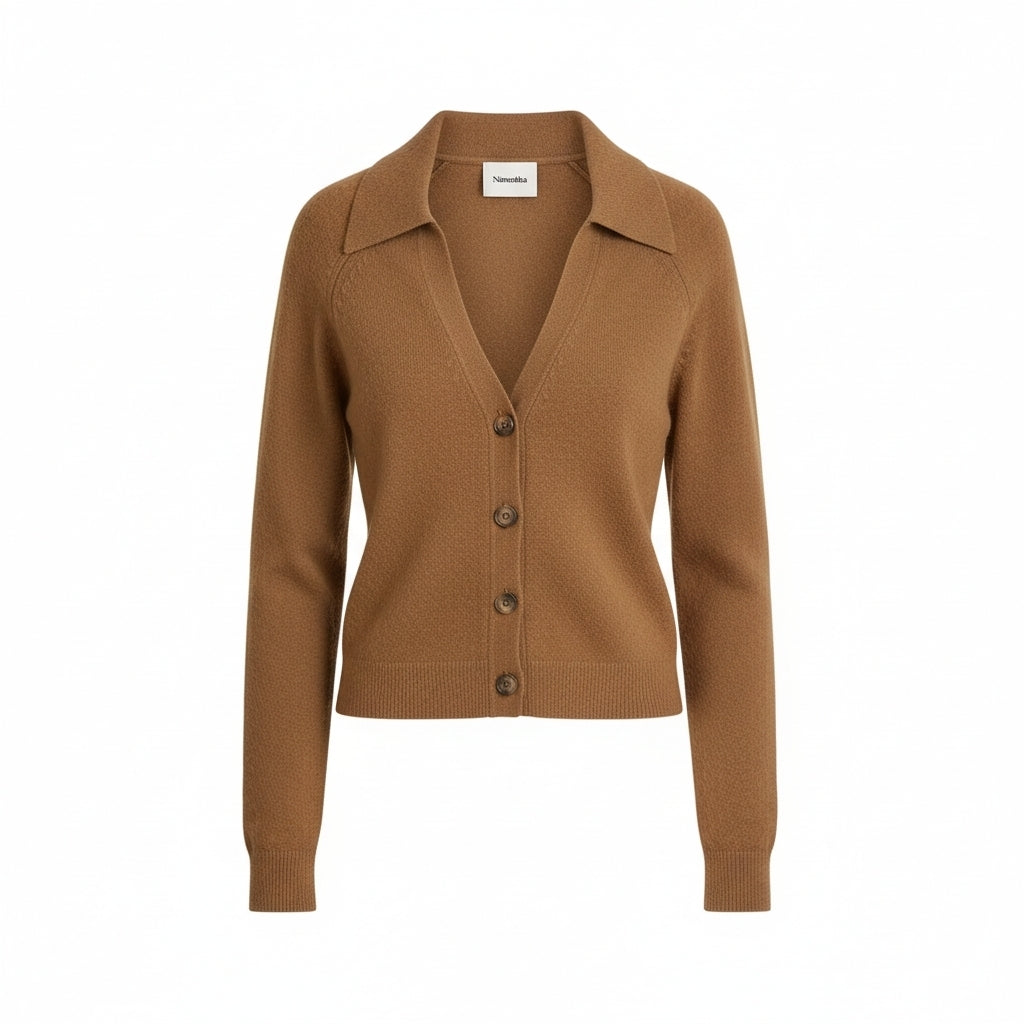Nanushka camel wol cashmere cardigan vest bruin M 38 tweedehands dames designer