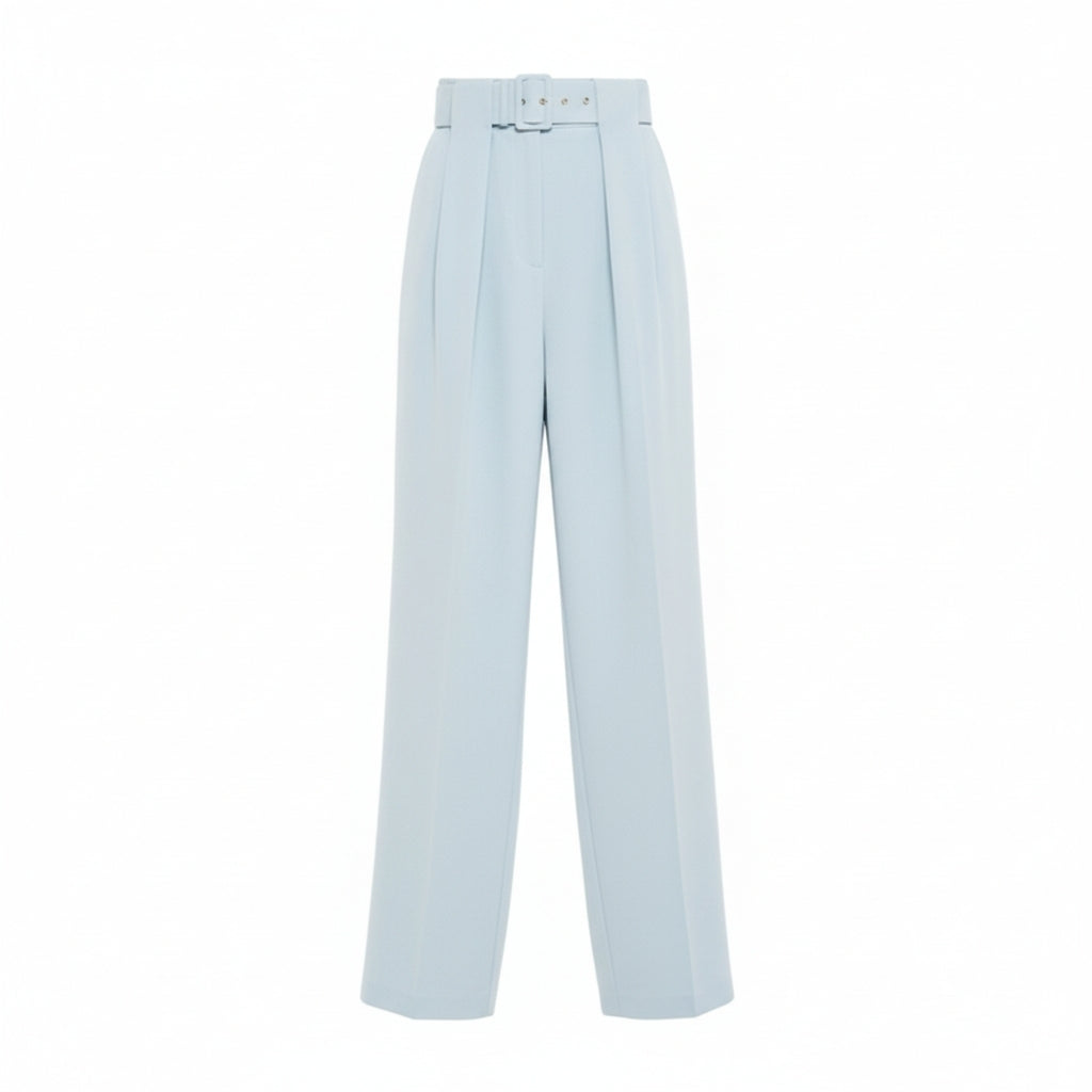 Emilia Wickstead dames waffle pantalon broek blauw S 36 tweedehands designer dames