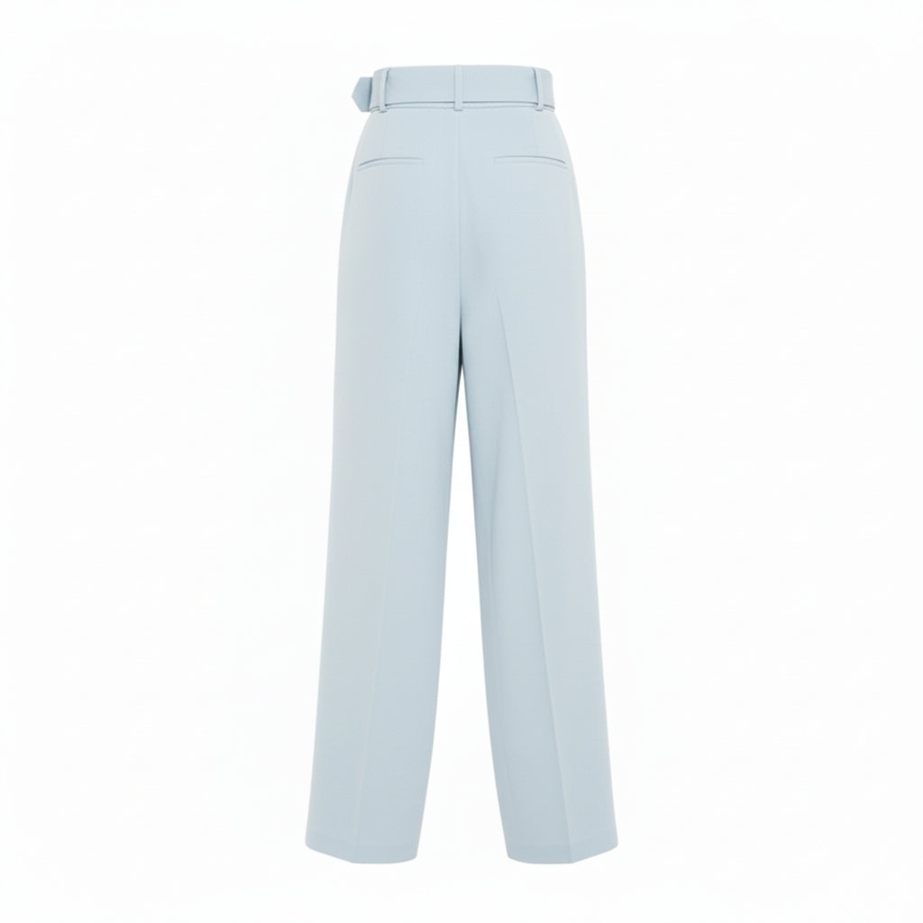 Emilia Wickstead dames waffle pantalon broek blauw S 36 tweedehands designer dames