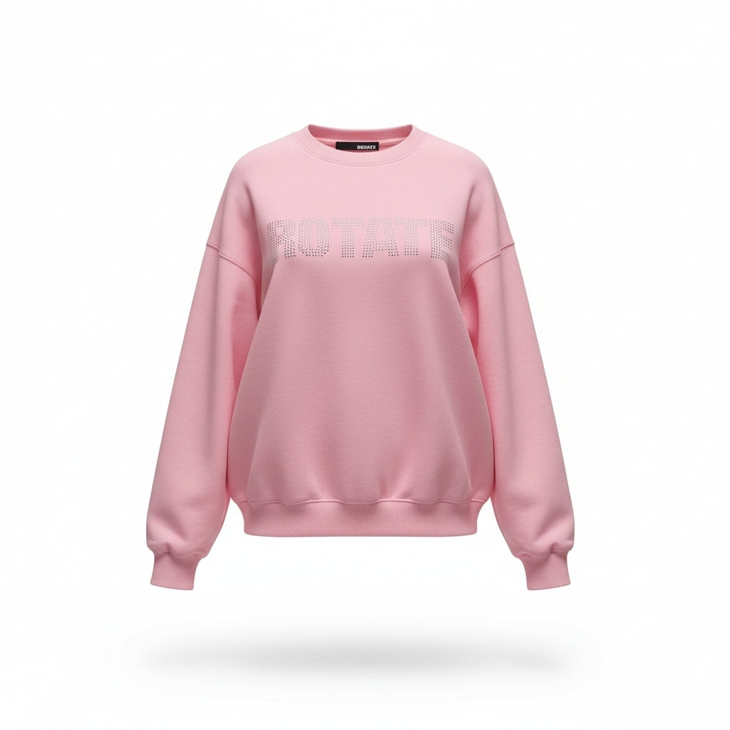Rotate sweat crystal crewneck trui roze L 40 oversized tweedehands dames designer